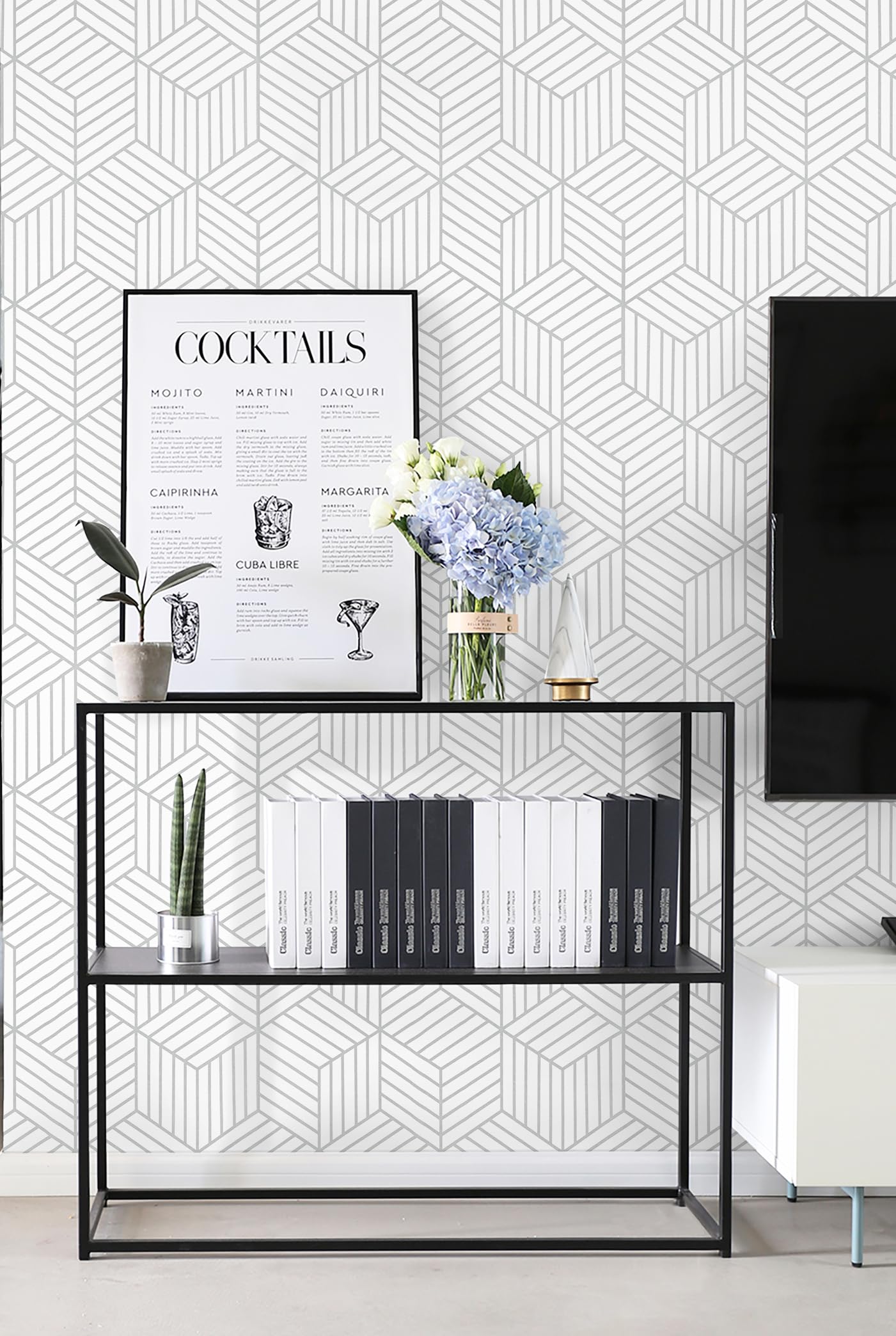 CiCiwind Peel and Stick Wallpaper Boho Wall Paper Modern White and Gold Geometric Contact Paper for Cabinets Removable Self Adhesive Bathroom Wallpaper for Bedroom Papel Tapiz para Pared 15.7"x78.7"