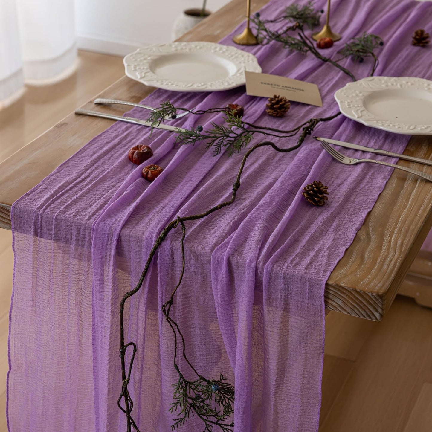 Keketo Fall Table Runner Terracotta Rust Gauze 120 Inch 10 FT Rustic Burnt Orange Cheese Cloth for Wedding Baby Bridal Shower Party Centerpiece Sheer Thanksgiving Fall Decorations