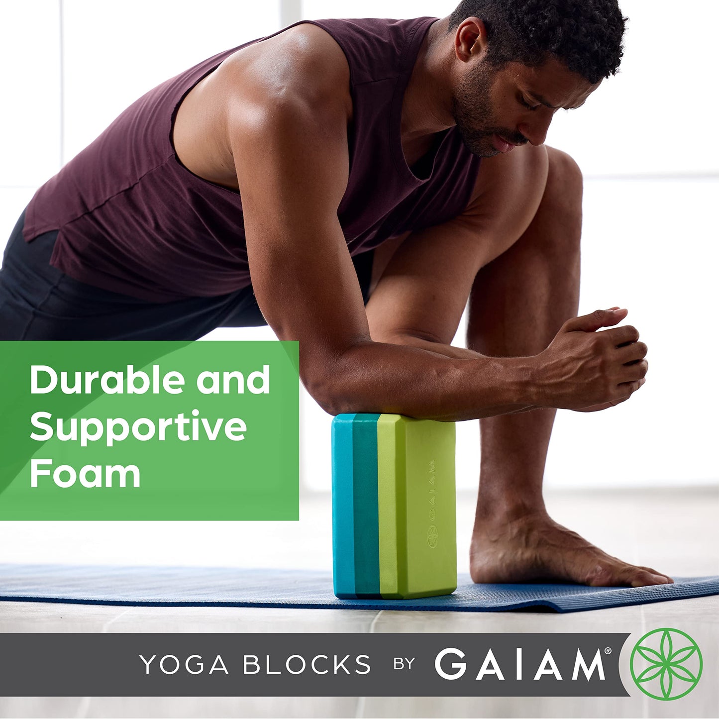 Gaiam Yoga Block - Supportive Latex-Free Eva Foam - Soft Non-Slip Surface with Beveled Edges for Yoga, Pilates, Meditation