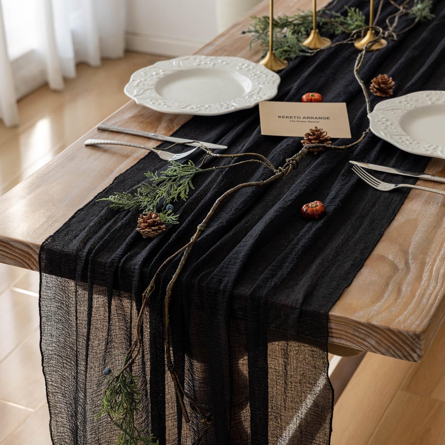 Keketo Fall Table Runner Terracotta Rust Gauze 120 Inch 10 FT Rustic Burnt Orange Cheese Cloth for Wedding Baby Bridal Shower Party Centerpiece Sheer Thanksgiving Fall Decorations