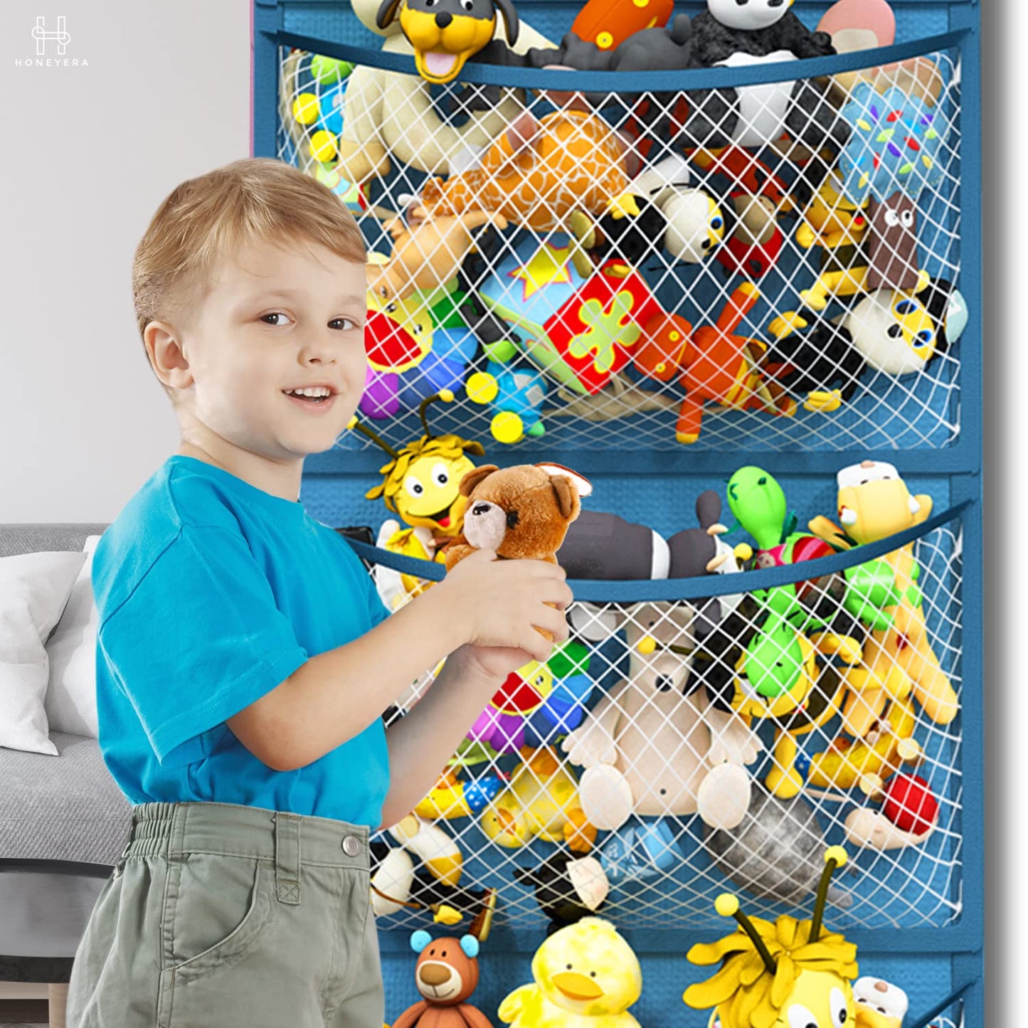 The Original Stuffed Animal Storage (Patent Pending) - Over Door Organizer for Stuffies, Baby Ideas Holder, Toy Plush/Hammock Hanging Storage Net Big Girls Toddler Large Bag Animals