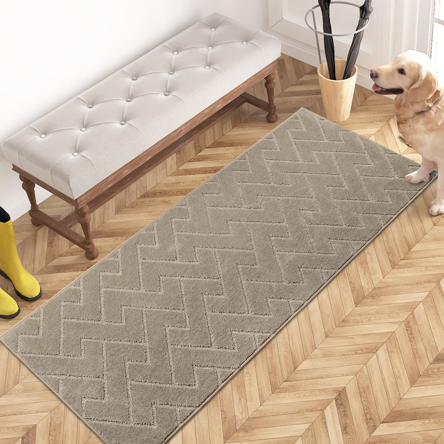PURRUGS Dirt Trapper Door Mat, Non-Slip Machine Washable Entry Rug, Shoe Scraper, Dog Doormat