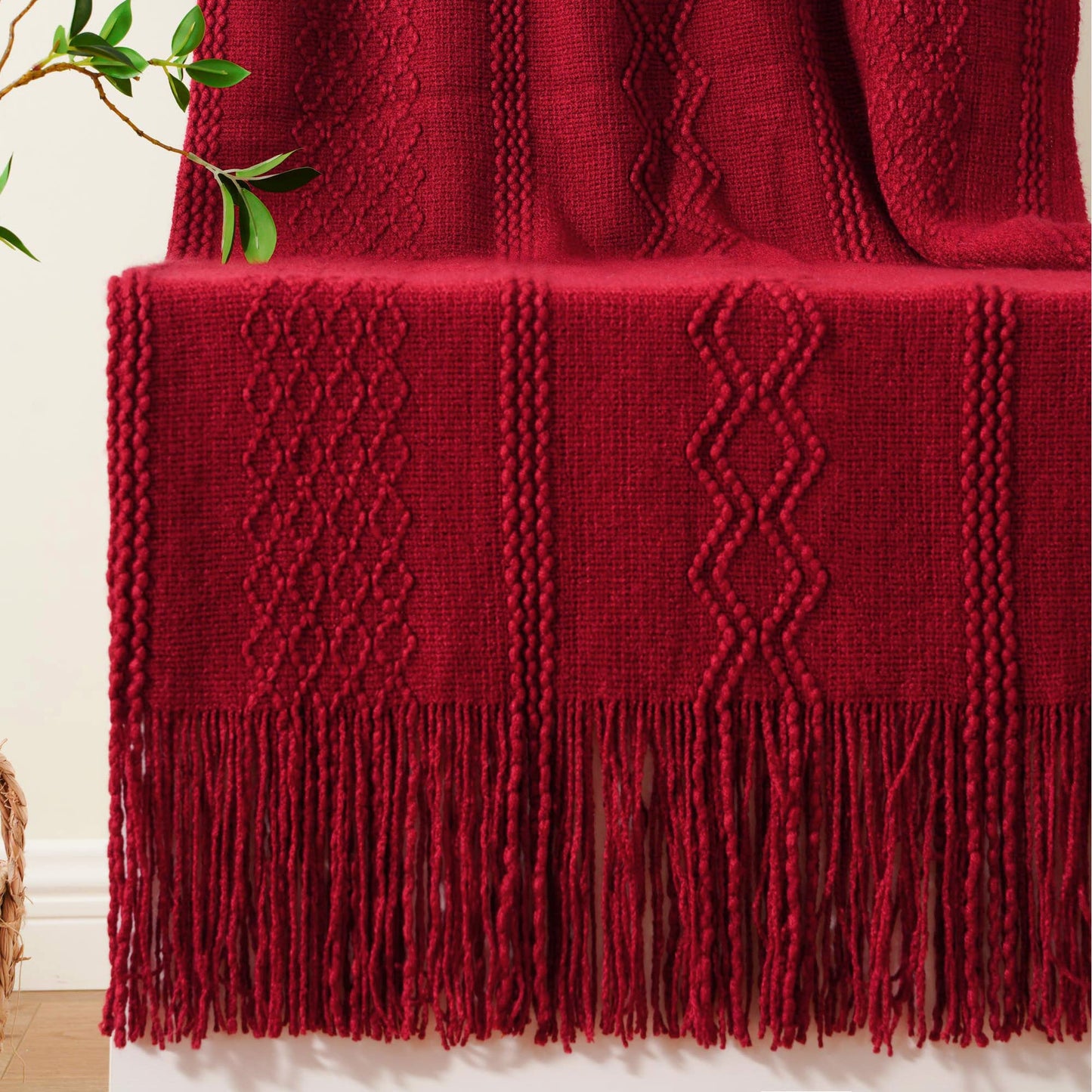 BATTILO HOME Burnt Orange Throw Blanket for Couch, Decorative Fall Throw Blanket with Tassels Halloween Throw Fall Decor, 50"x60"