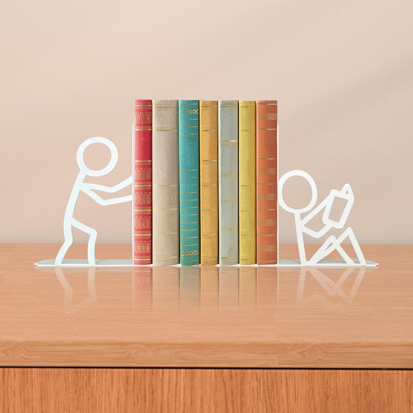 Bookends Decorative Metal Unique Office Desk Bookends Cute Book Ends Reading Decor Bookshelf Decor for Office School Library Bedroom