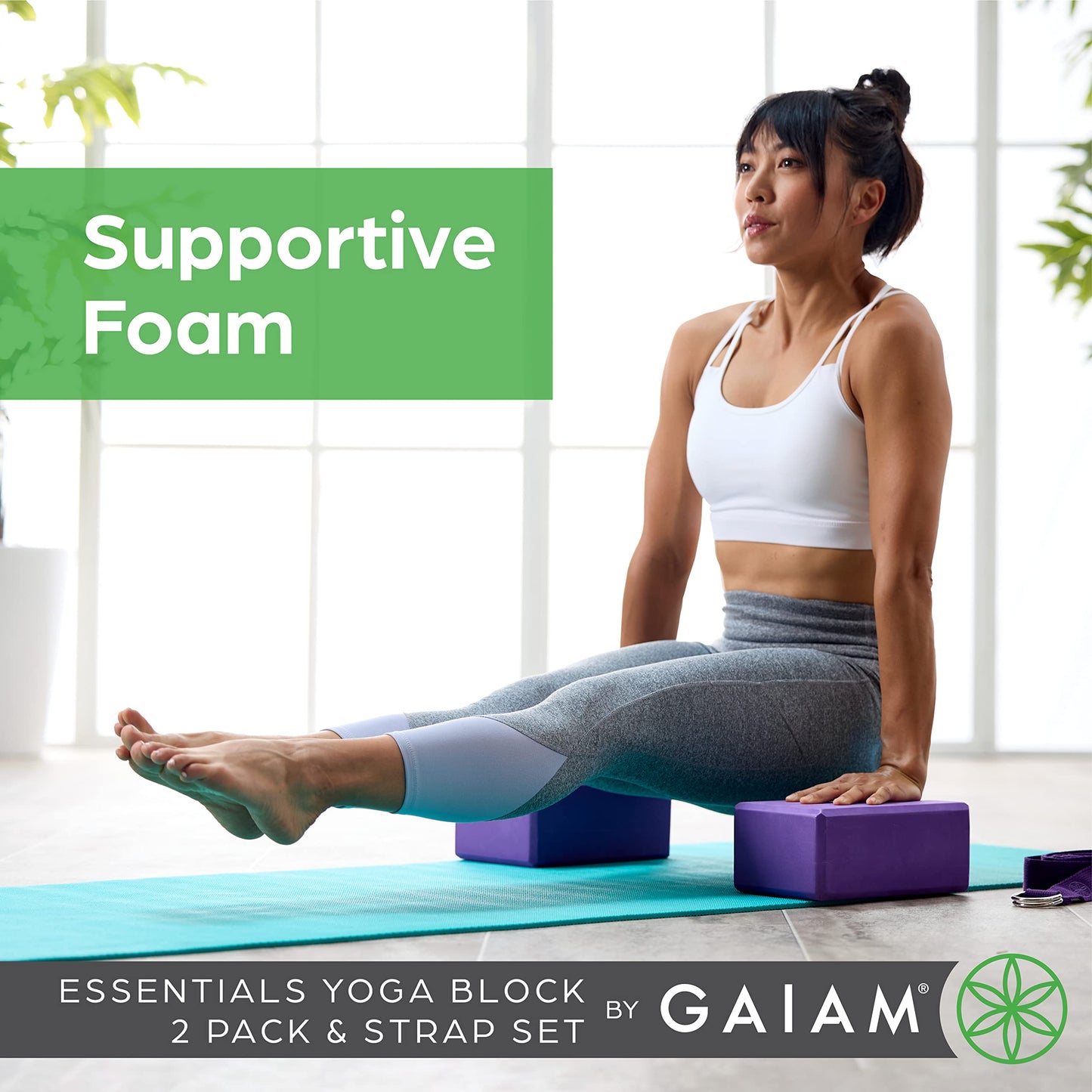 Gaiam Yoga Block - Supportive Latex-Free Eva Foam - Soft Non-Slip Surface with Beveled Edges for Yoga, Pilates, Meditation