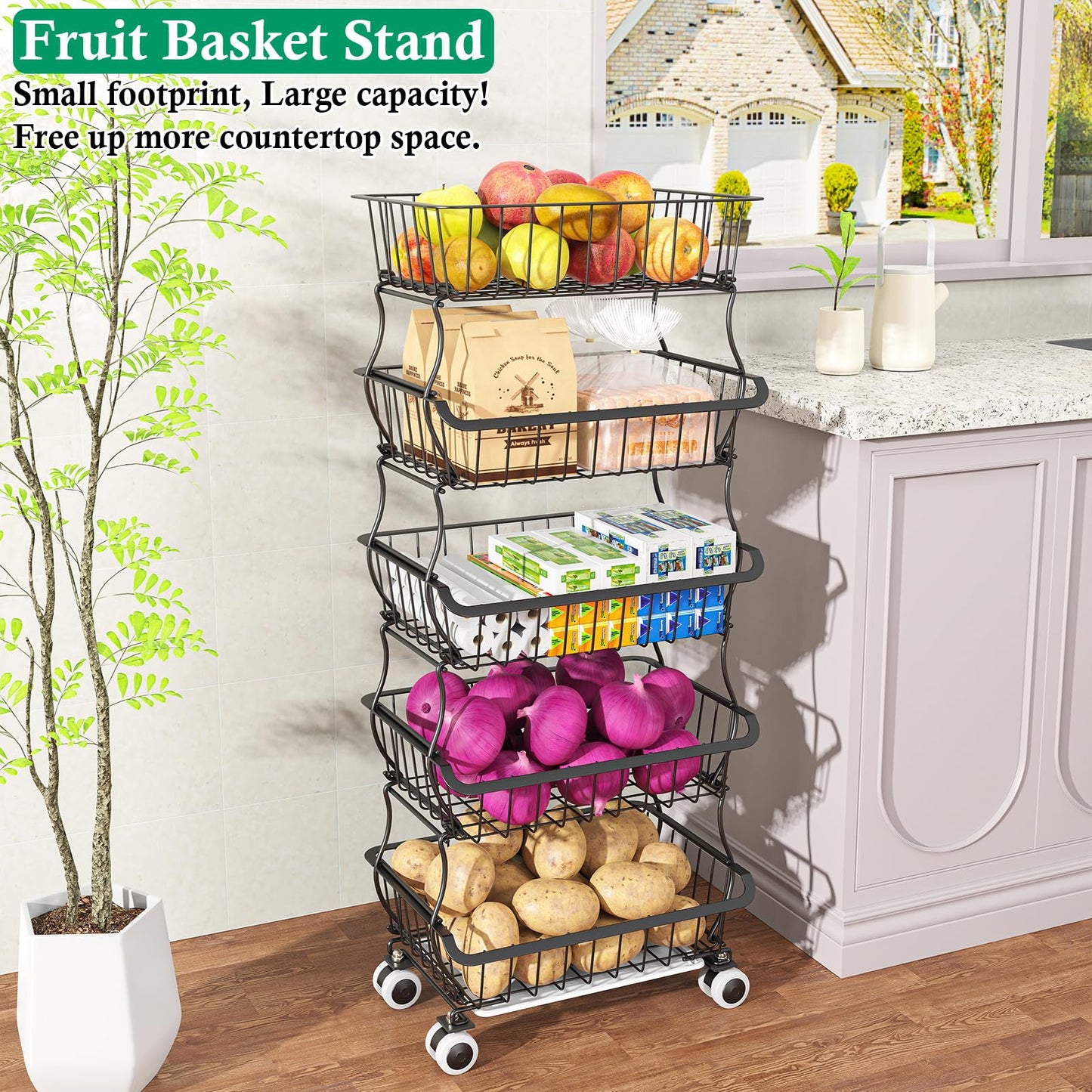 3-Tier Rolling Pantry Floor Organizer – a kitchen storage solution for your home improvement needs