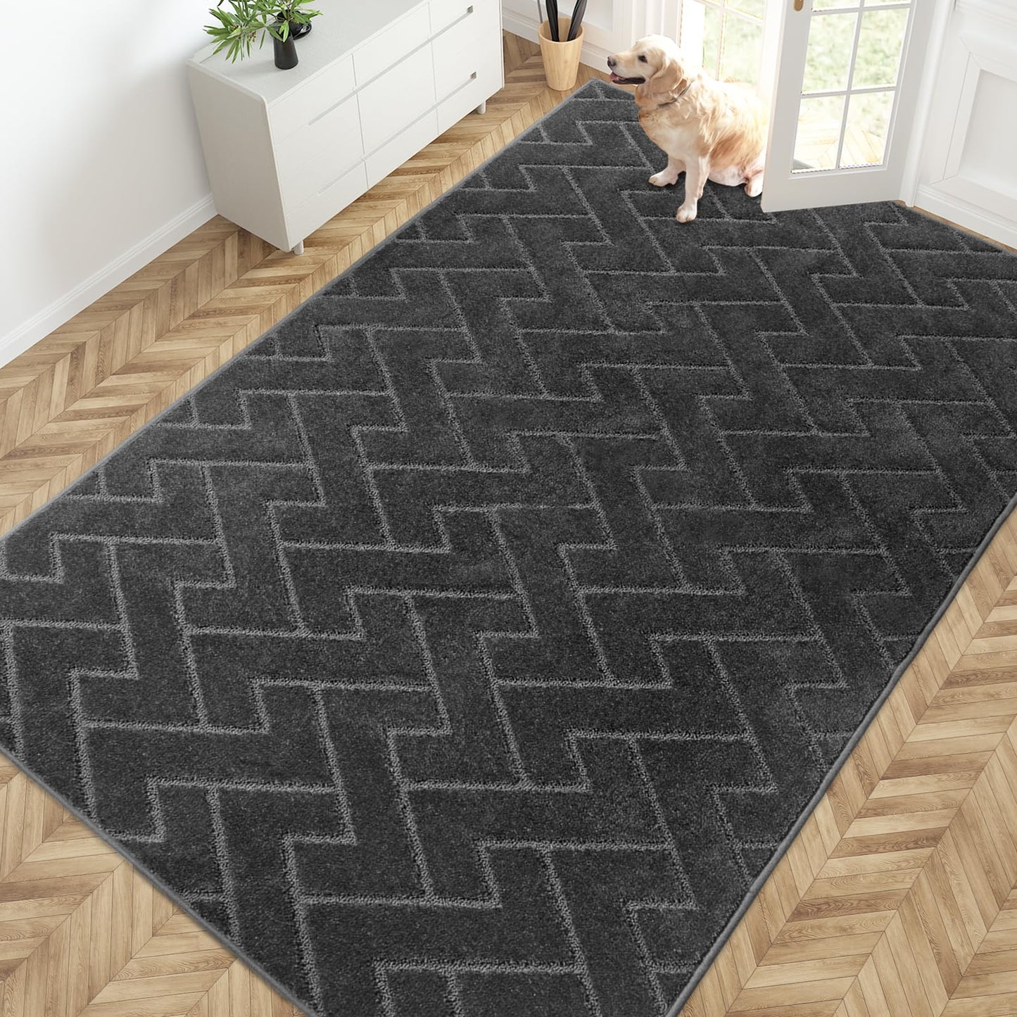 PURRUGS Dirt Trapper Door Mat, Non-Slip Machine Washable Entry Rug, Shoe Scraper, Dog Doormat