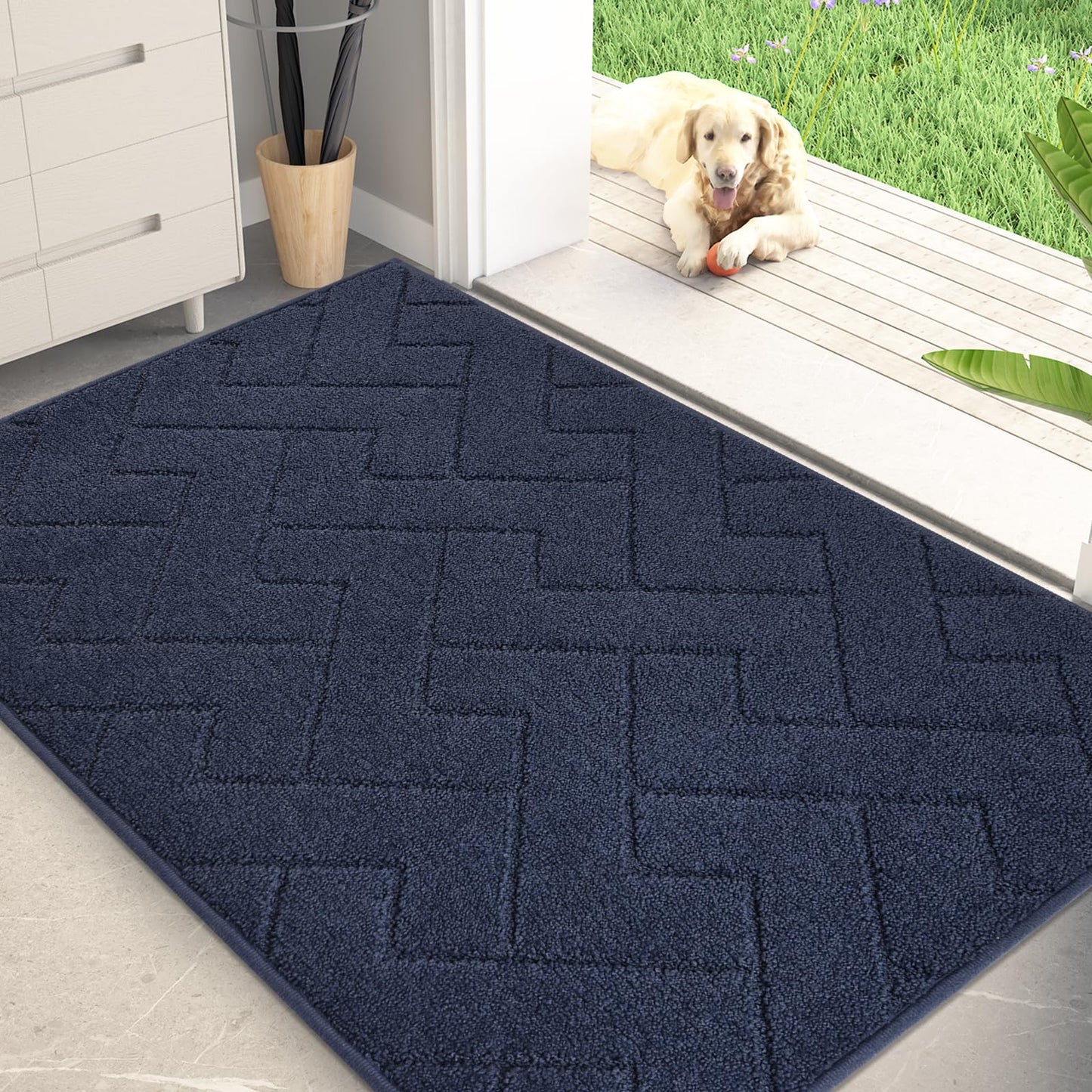PURRUGS Dirt Trapper Door Mat, Non-Slip Machine Washable Entry Rug, Shoe Scraper, Dog Doormat