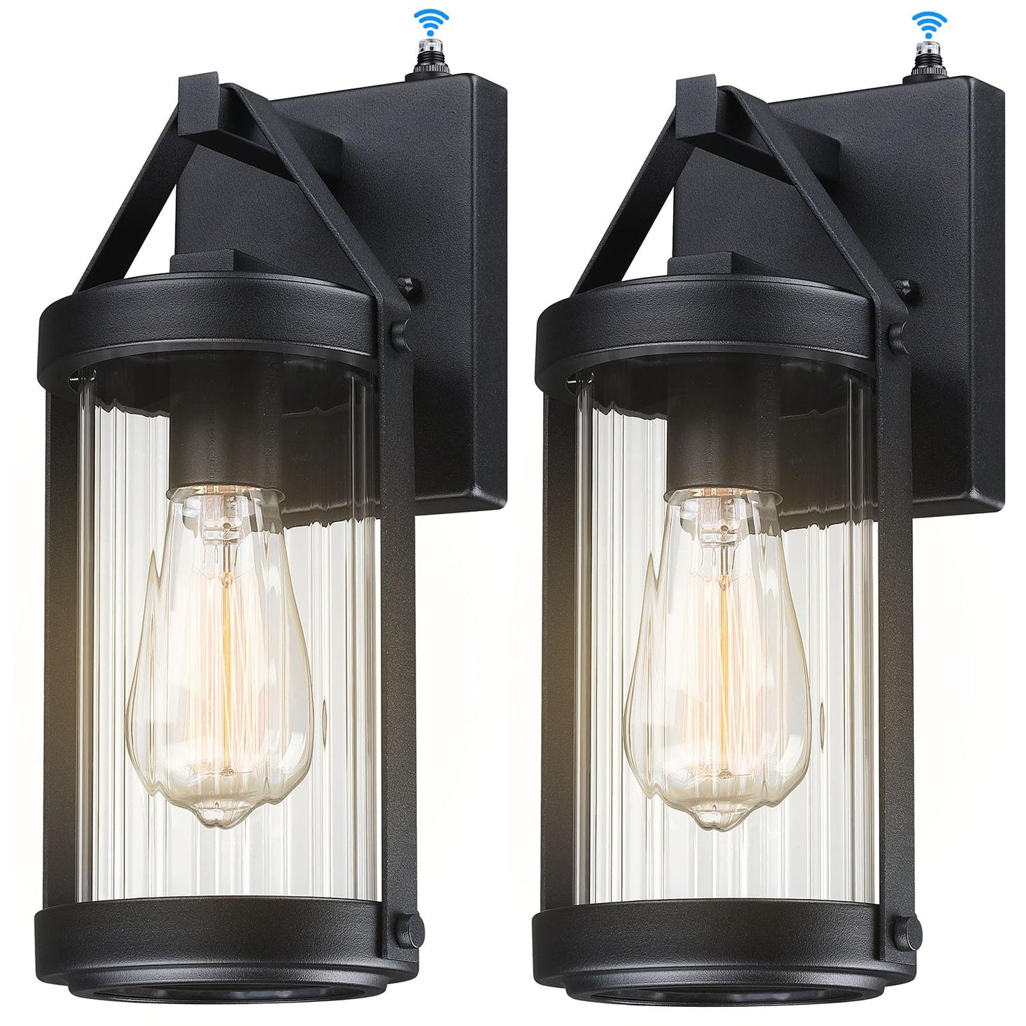 LONEDRUID 2 Pack Dusk to Dawn Outdoor Wall Light Fixtures Photocell Sensor Exterior Lantern Sconce Lighting Waterproof Outside Wall Mount Lamp for House Patio Garage Entryway Doorway