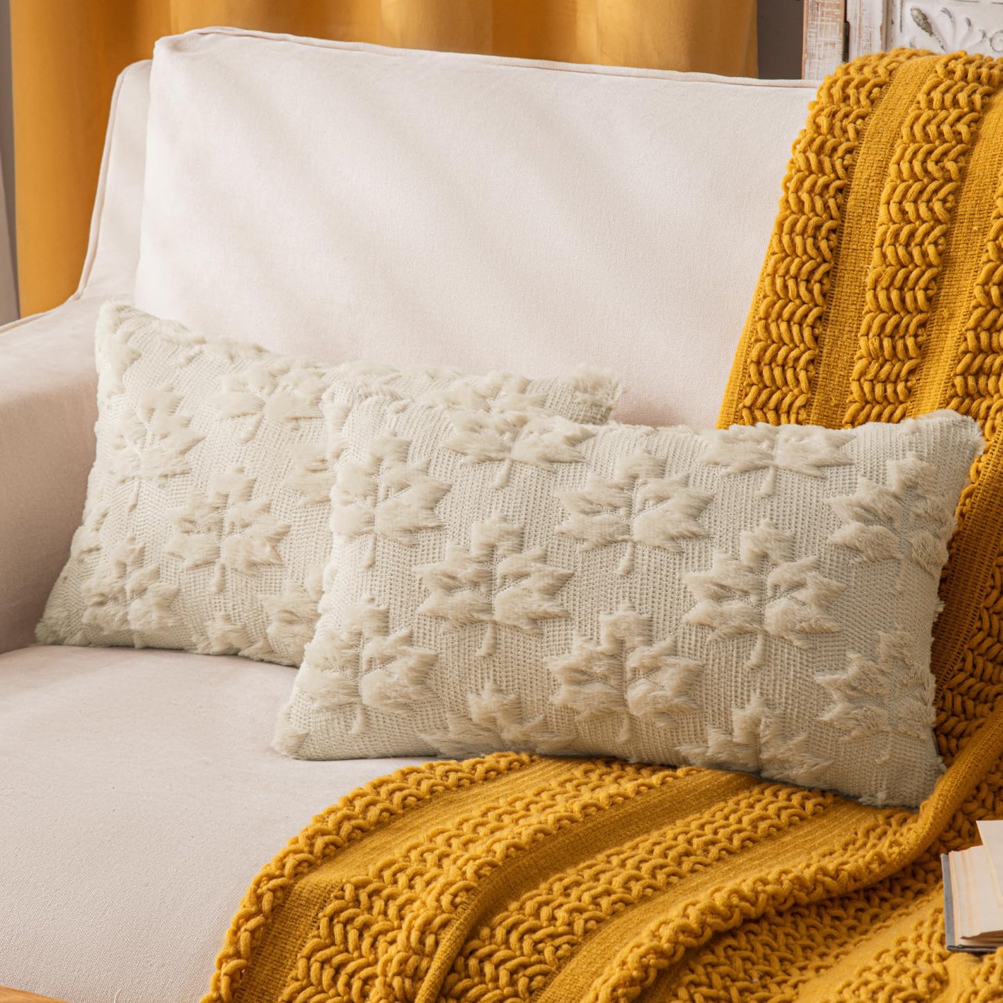 Pumpkin Fall Decorative Throw Pillow Covers 18"x18", Set of 2 Rust Red Soft Faux Fur