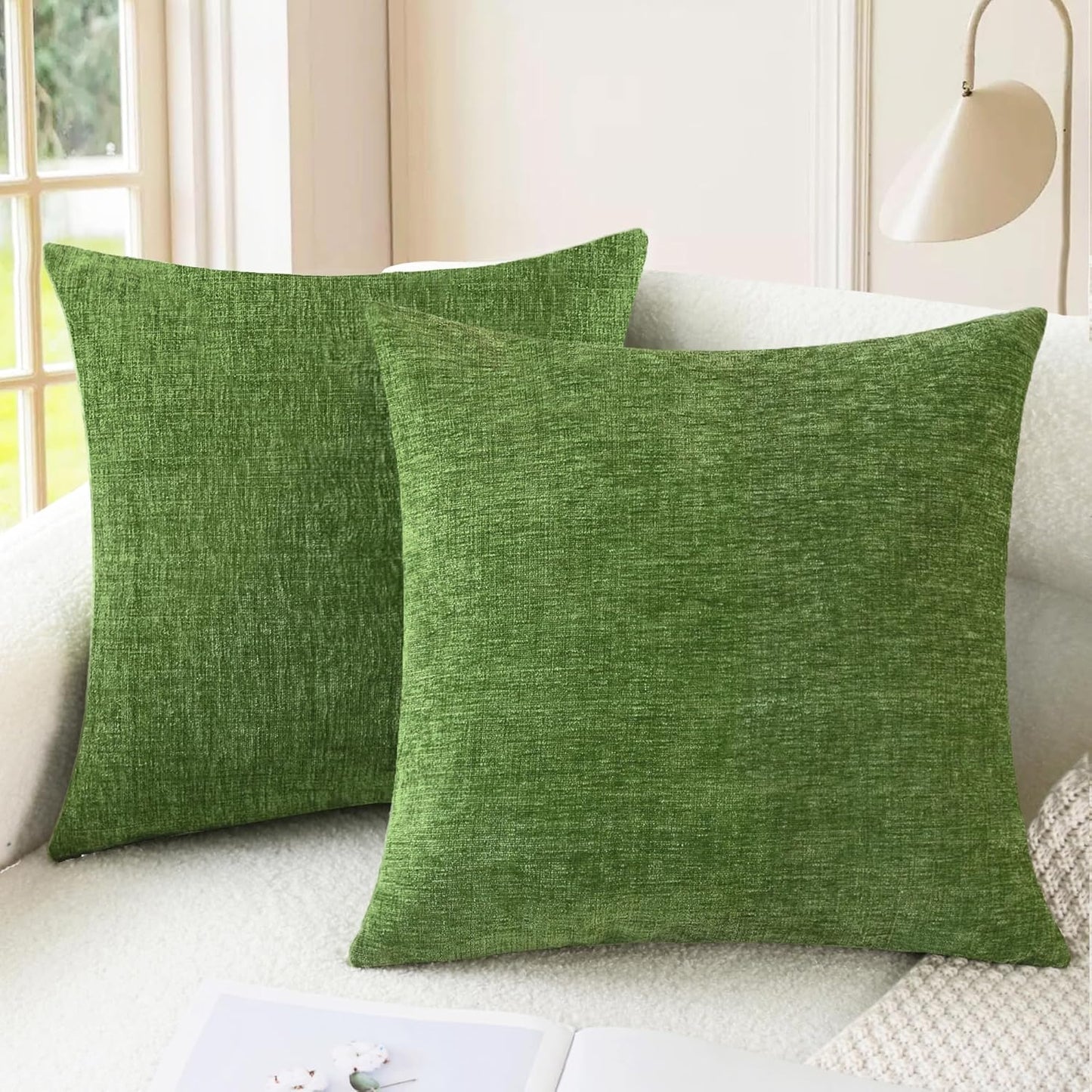 CaliTime Throw Pillow Covers Decorative 18 X 18 Inches Pack of 2 Cozy Chenille Cushion Cases for Couch Sofa Bed Living Room Home Teal