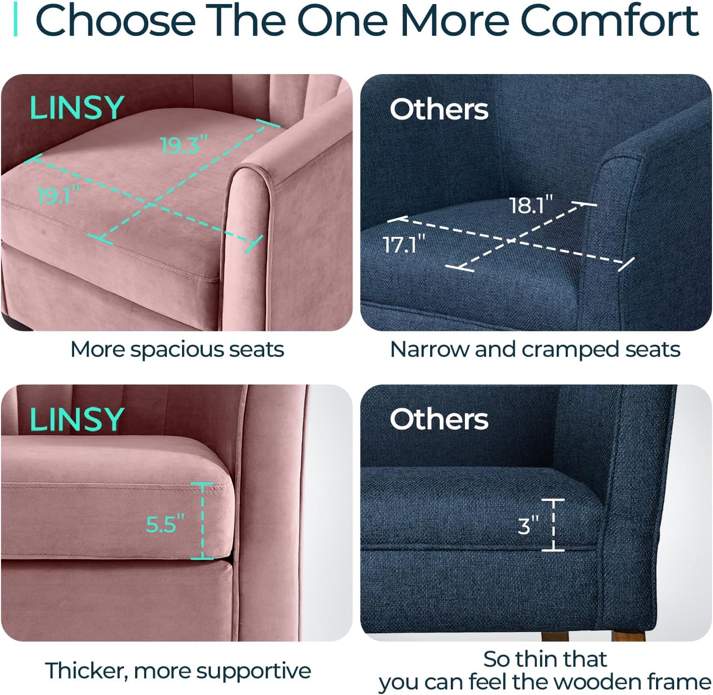 LINSY Accent Chair with Ottoman, Modern Barrel Chair Comfy Armchair with Footrest