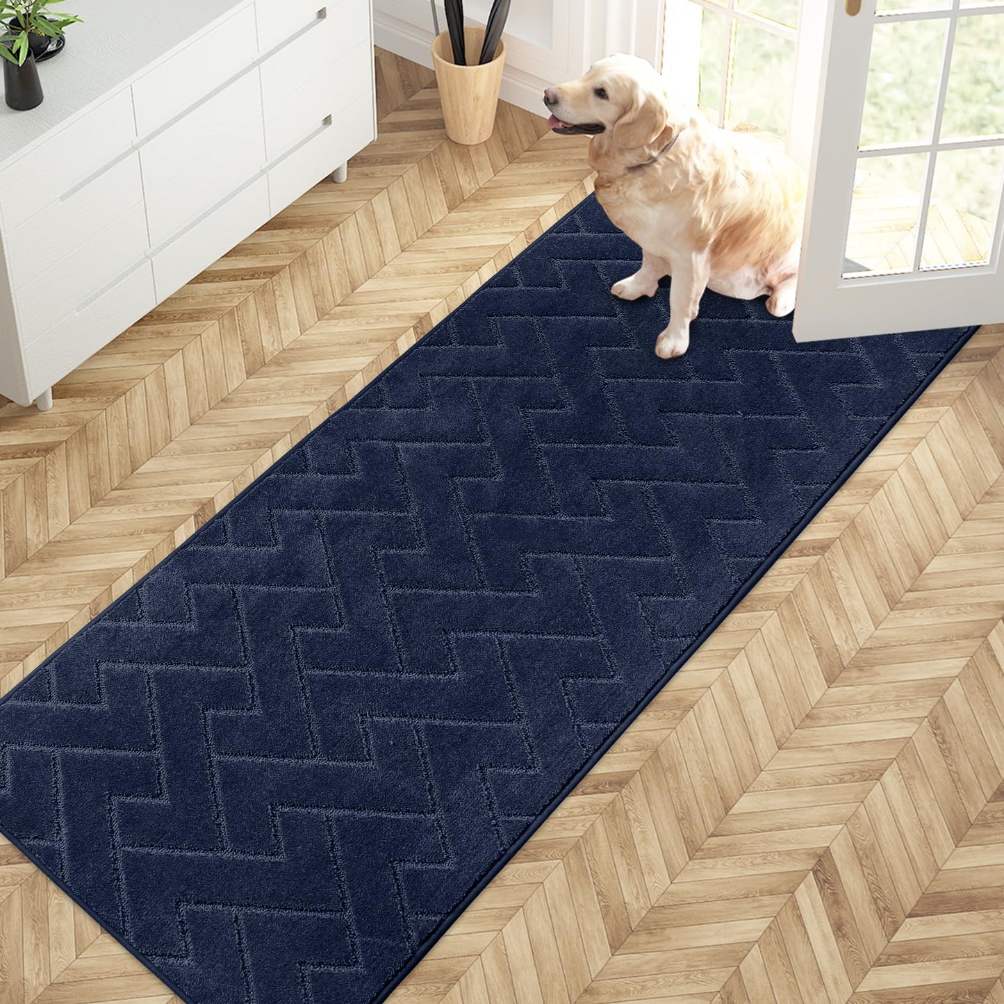 PURRUGS Dirt Trapper Door Mat, Non-Slip Machine Washable Entry Rug, Shoe Scraper, Dog Doormat