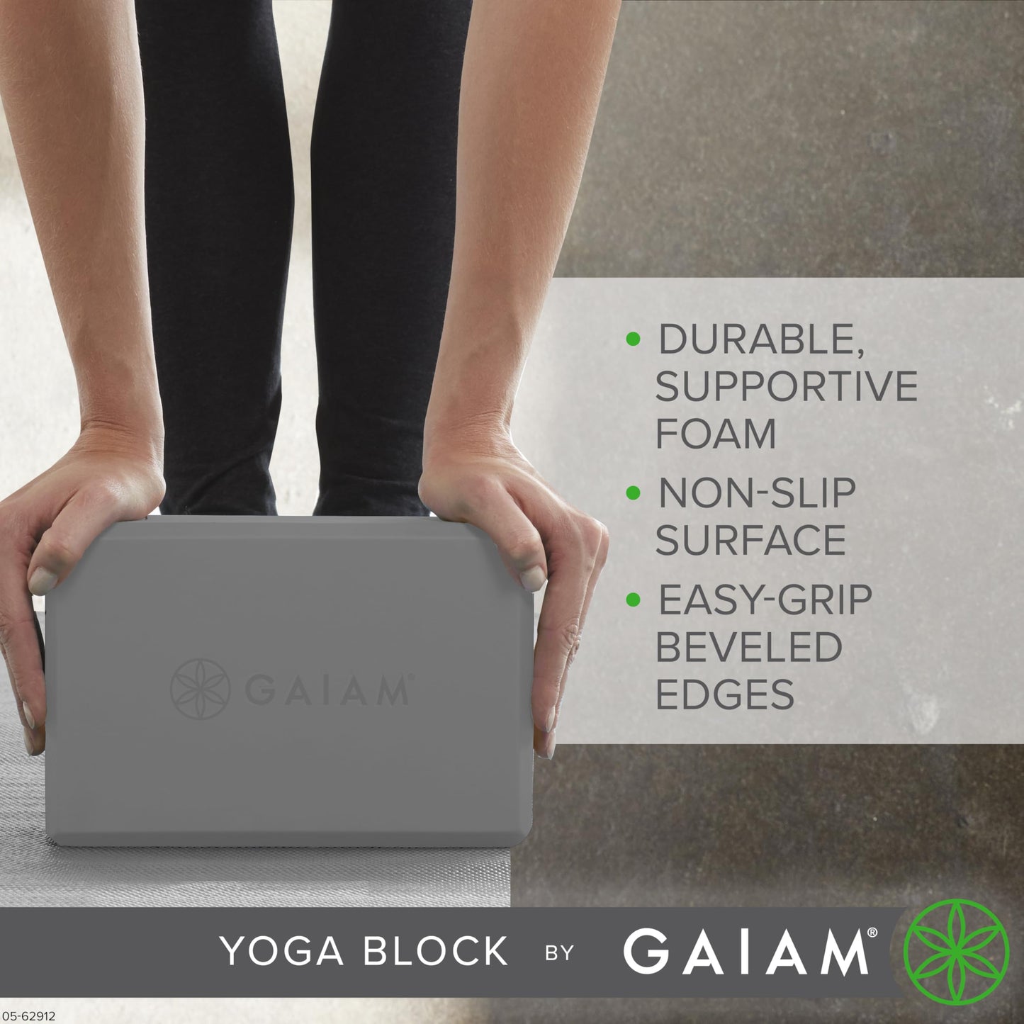 Gaiam Yoga Block - Supportive Latex-Free Eva Foam - Soft Non-Slip Surface with Beveled Edges for Yoga, Pilates, Meditation