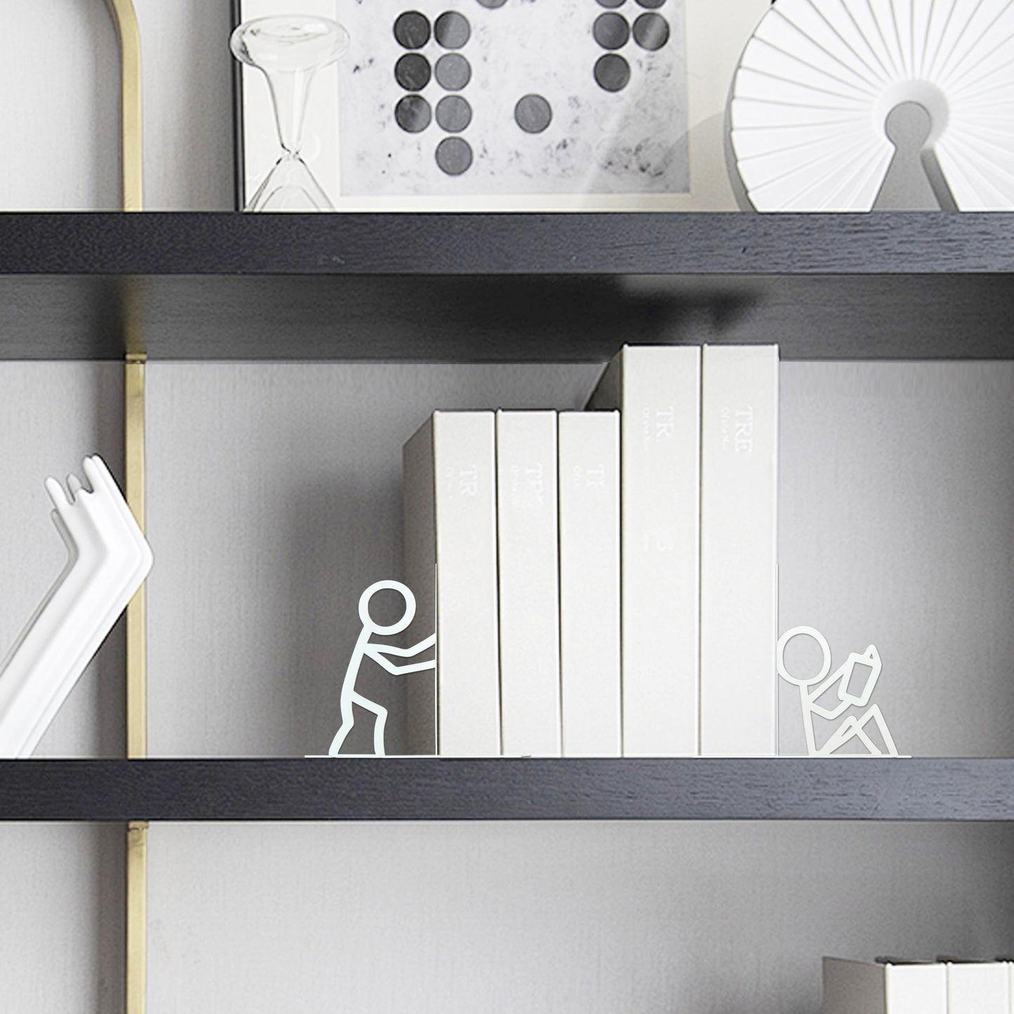 Bookends Decorative Metal Unique Office Desk Bookends Cute Book Ends Reading Decor Bookshelf Decor for Office School Library Bedroom