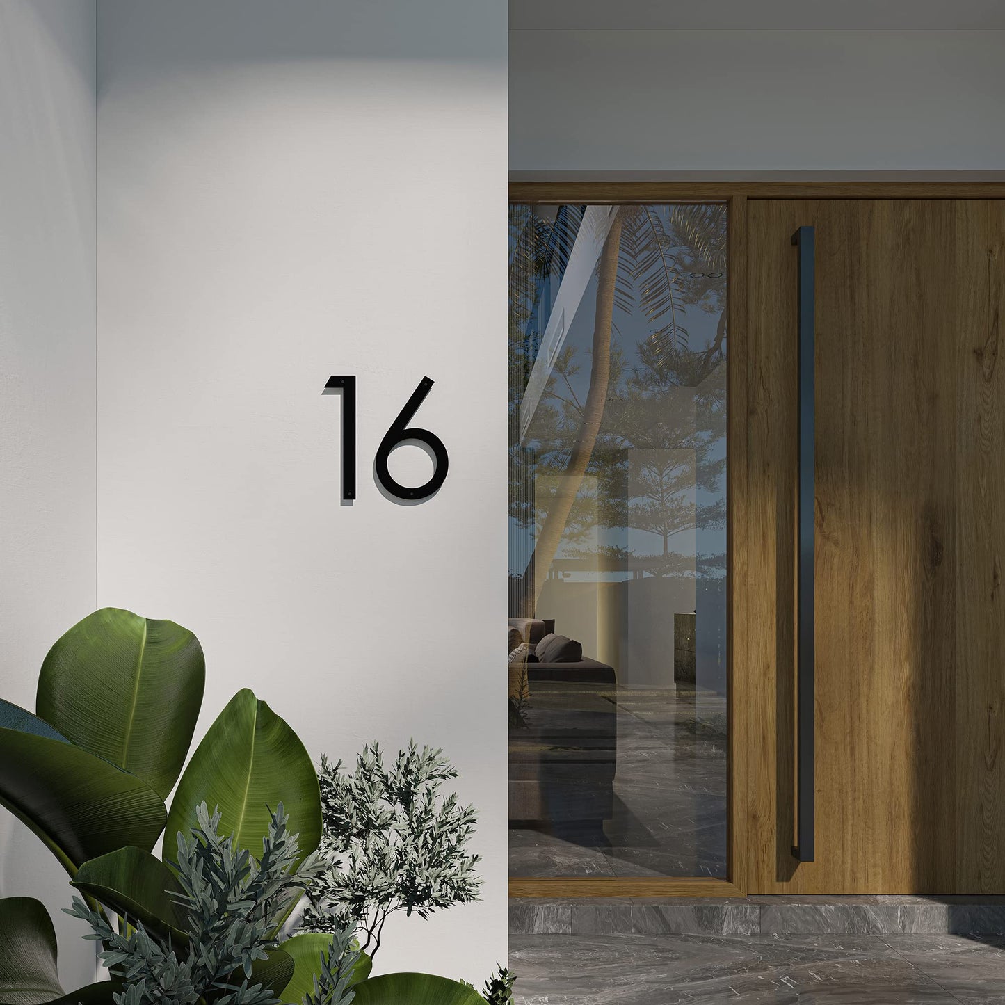12 Inch Modern Floating House Numbers for Outside | Large Metal House Numbers for Outdoors | Black Coated Rust-Proof Home Address Numbers/Plaques | Metal Numbers