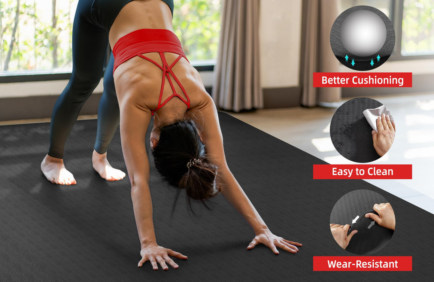Large Yoga Mat 6'x4', Extra Thick Exercise Mat 6/8/10/12mm, Double Wide Workout Mat for Home Gym Flooring, Oversized XL Fitness Matt