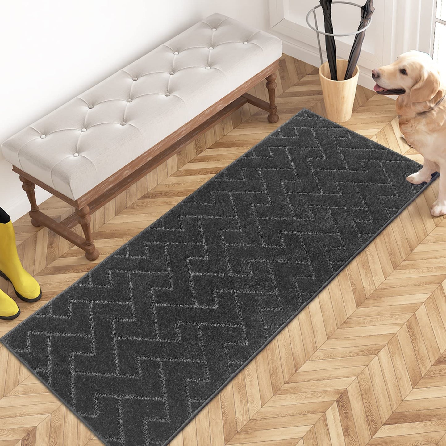 PURRUGS Dirt Trapper Door Mat, Non-Slip Machine Washable Entry Rug, Shoe Scraper, Dog Doormat