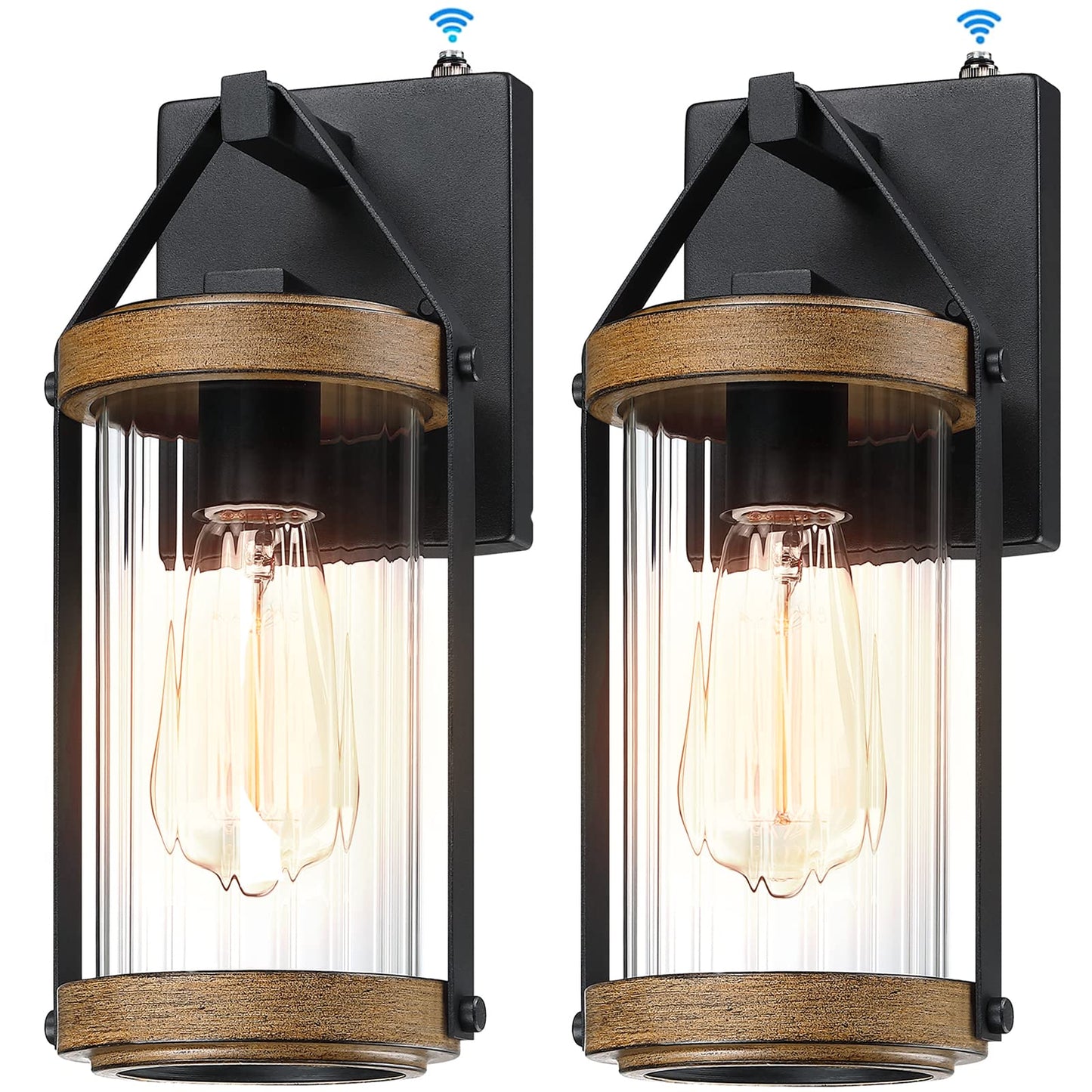 LONEDRUID 2 Pack Dusk to Dawn Outdoor Wall Light Fixtures Photocell Sensor Exterior Lantern Sconce Lighting Waterproof Outside Wall Mount Lamp for House Patio Garage Entryway Doorway
