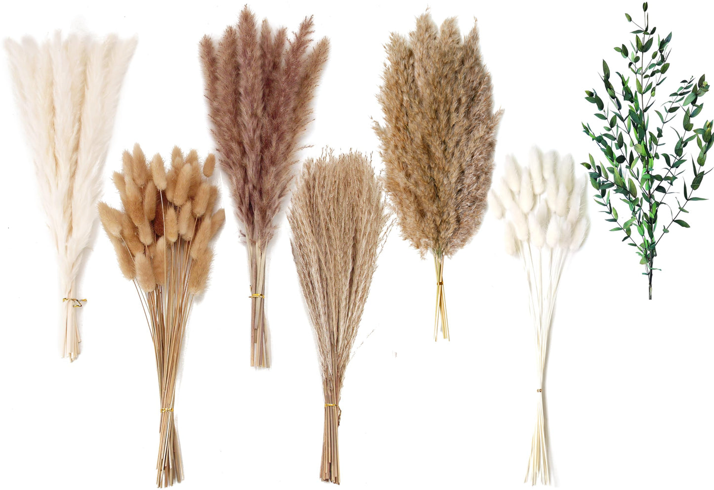 Dried Pampas Grass Decor, 100 Stems Pampas Grass Contains Bunny Tails Dried Flowers