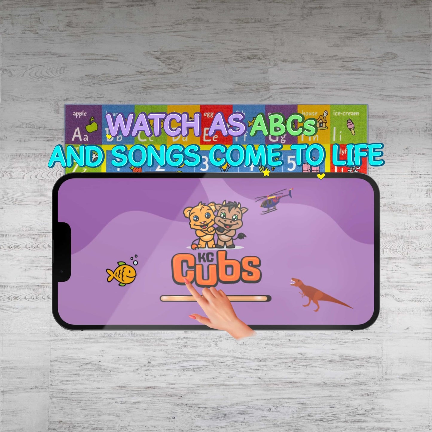 KC Cubs ABC Alphabet, Numbers & Shapes Educational Learning & Fun Game Play Area Rug for Kids Bedroom, Toddler Classroom and Baby Playroom