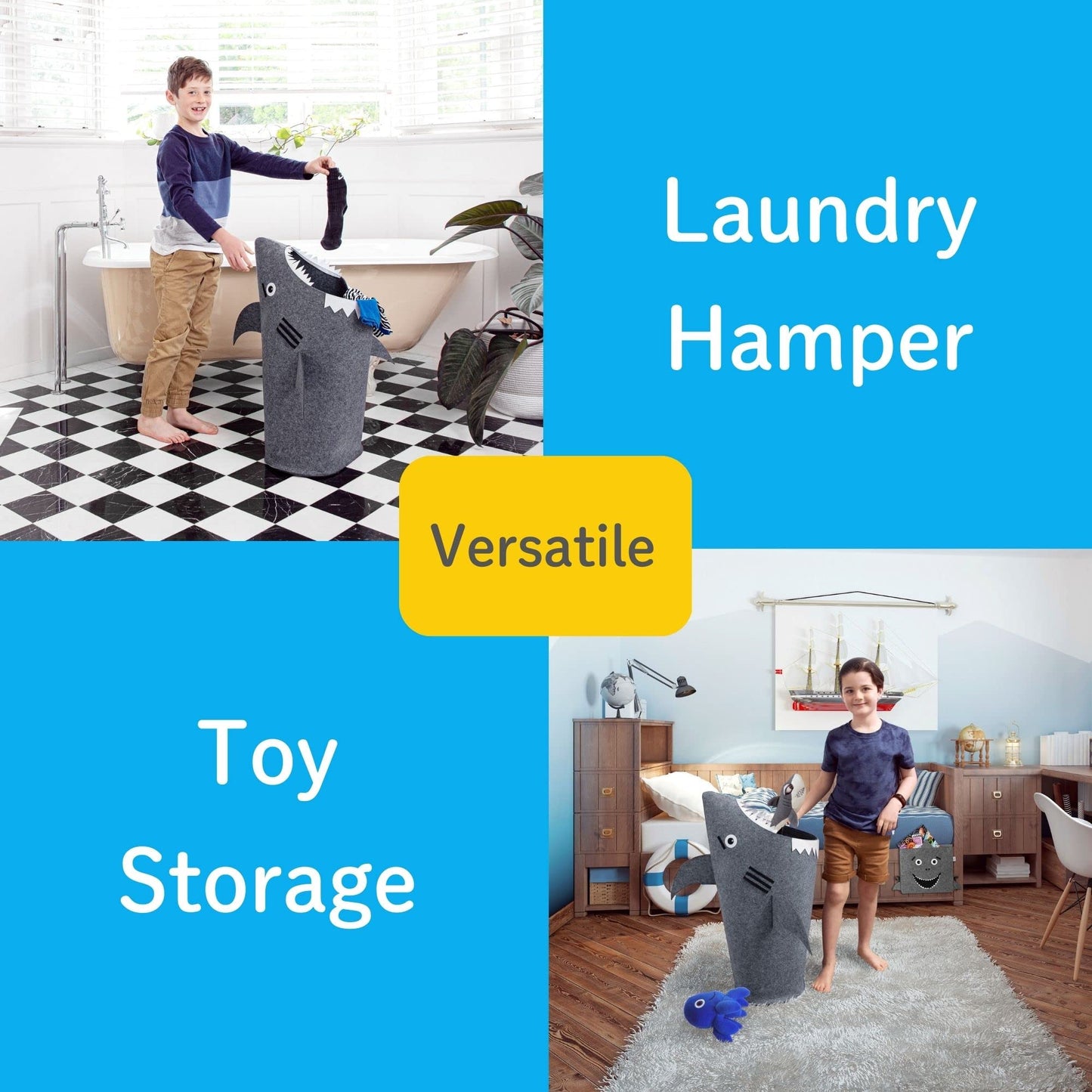 Cute Laundry Basket Kids Baby Hamper Nursery Hampers bedroom Dirty clothes hamper Toy Storage baskets Boy girls baby Shark Decor