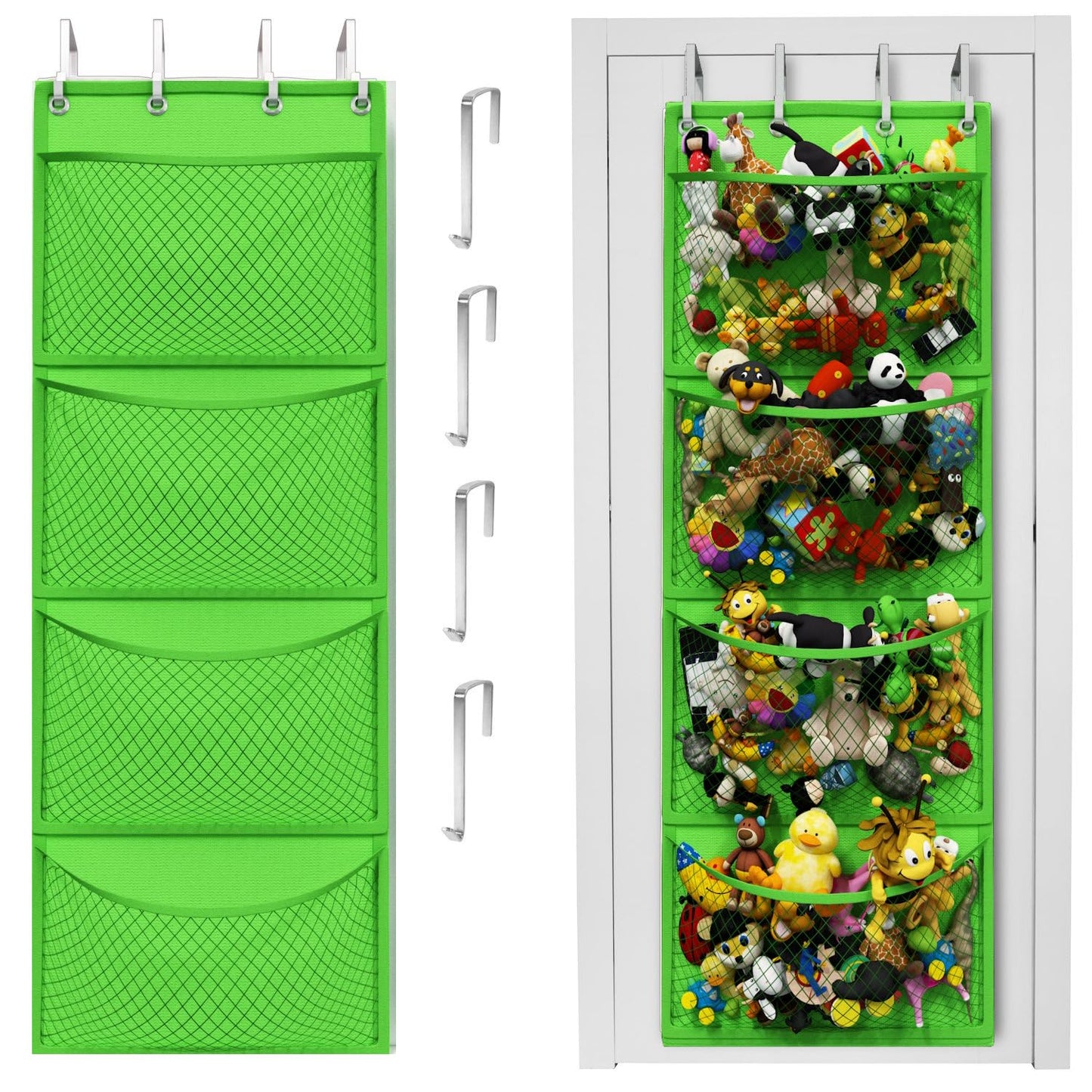 The Original Stuffed Animal Storage (Patent Pending) - Over Door Organizer for Stuffies, Baby Ideas Holder, Toy Plush/Hammock Hanging Storage Net Big Girls Toddler Large Bag Animals