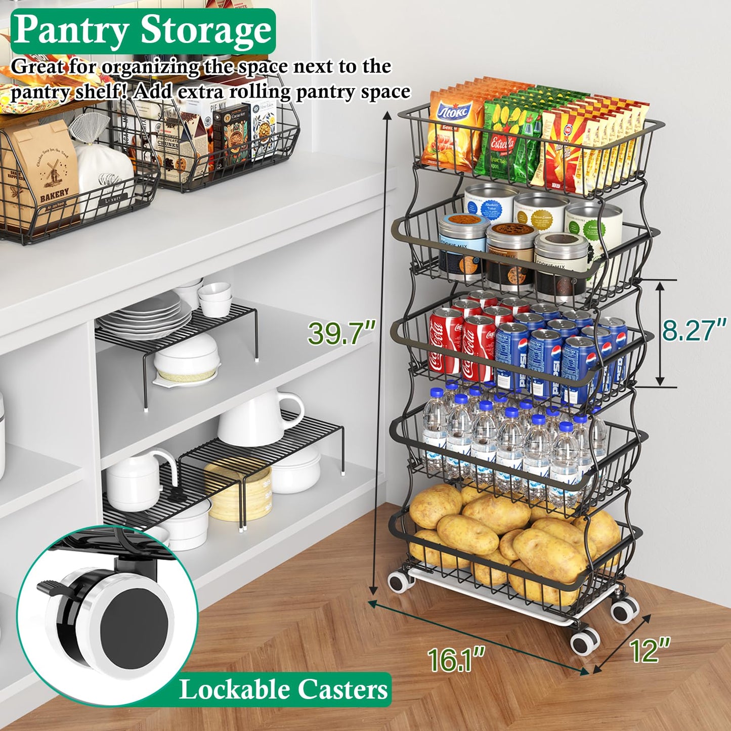 3-Tier Rolling Pantry Floor Organizer – a kitchen storage solution for your home improvement needs