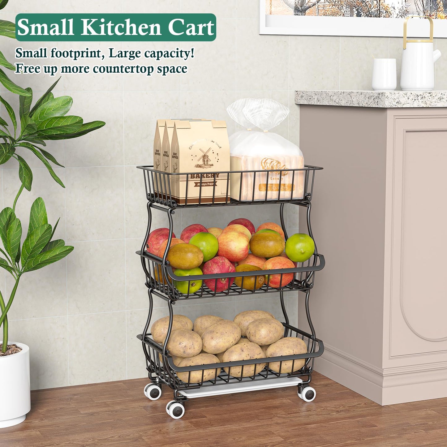 3-Tier Rolling Pantry Floor Organizer – a kitchen storage solution for your home improvement needs