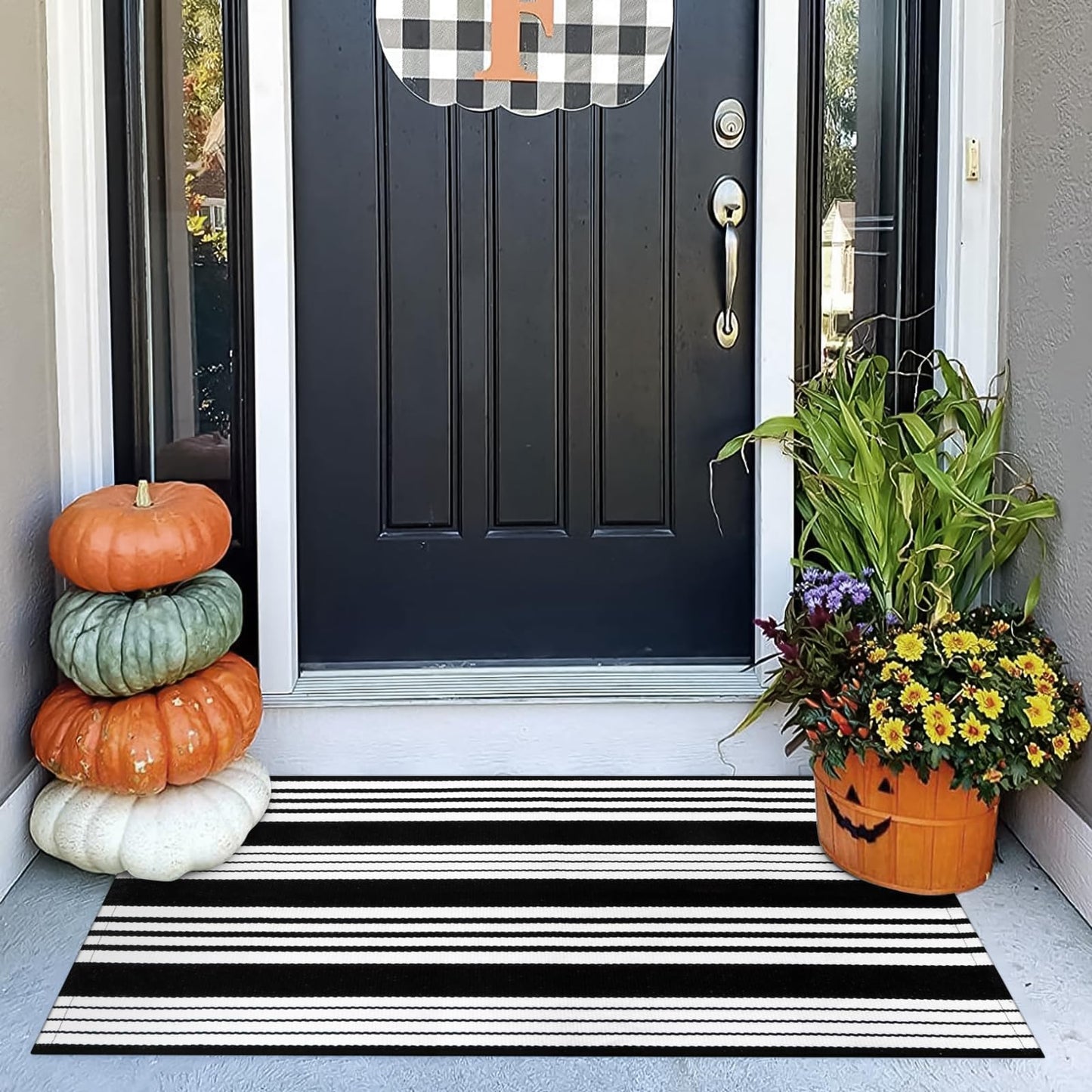 Thanksgiving Black & White Outdoor Rug for Home Decor Products