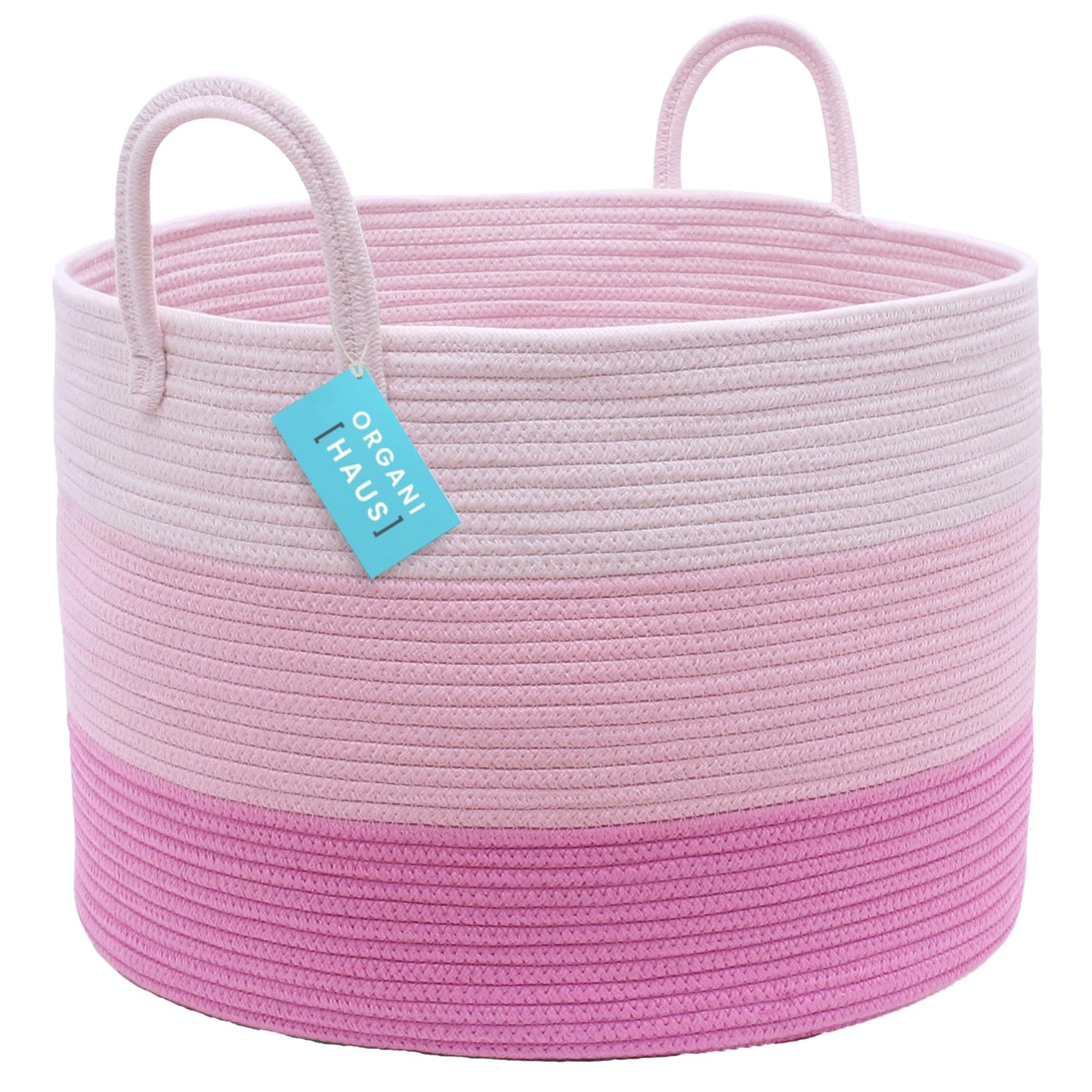 OrganiHaus Large Blanket Basket for Living Room 20x13, Rainbow Rope Basket for Classroom Organization, Toy Storage Basket, Woven Kids Laundry Basket