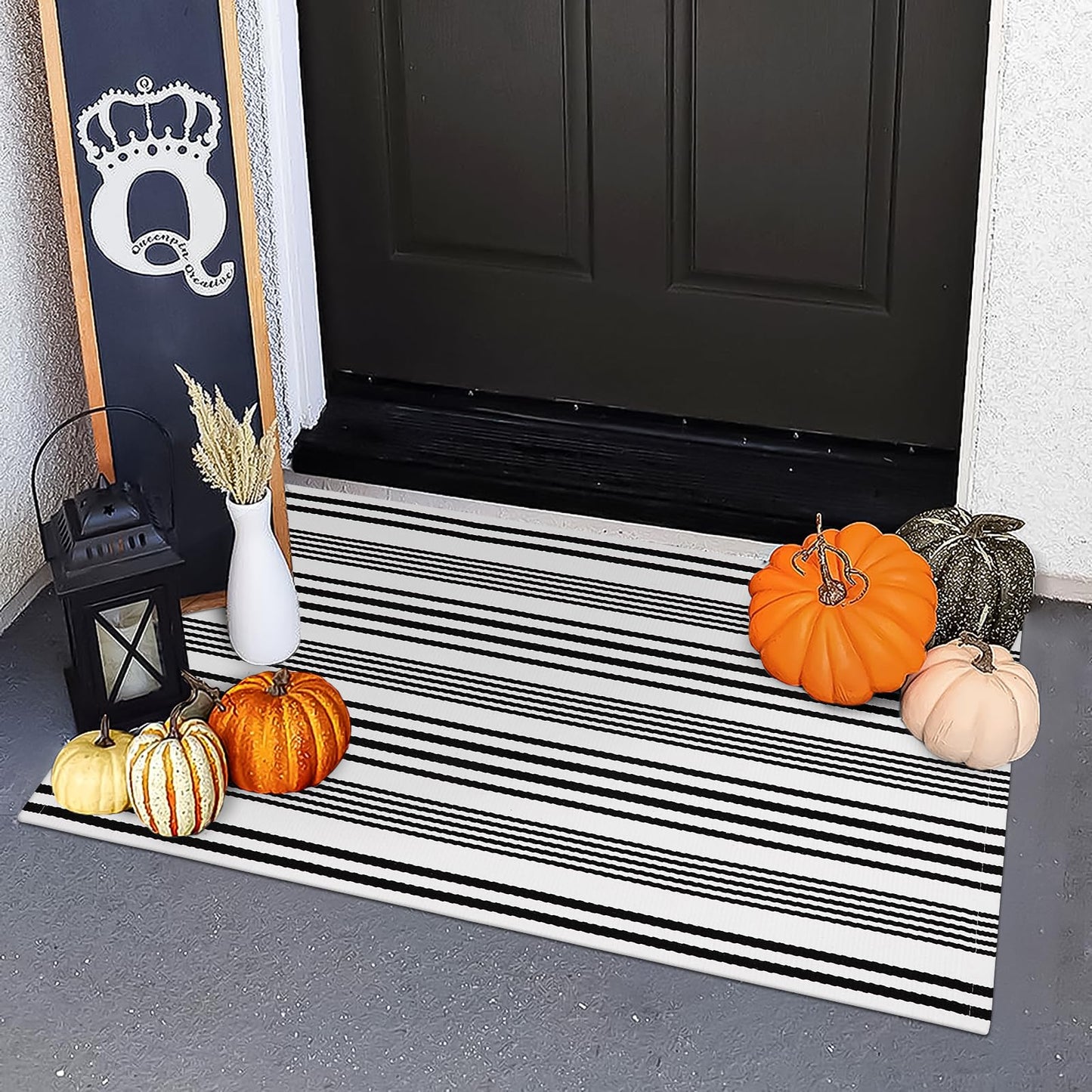 Thanksgiving Black & White Outdoor Rug for Home Decor Products
