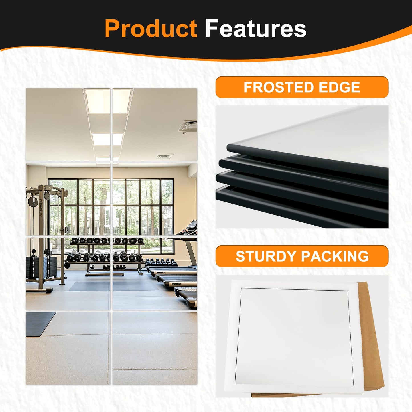 Delma Home Gym Mirror - 48''x24'' Frameless Wall Mirror (2PCS) for Yoga, Home Gym, Garage, Bedroom