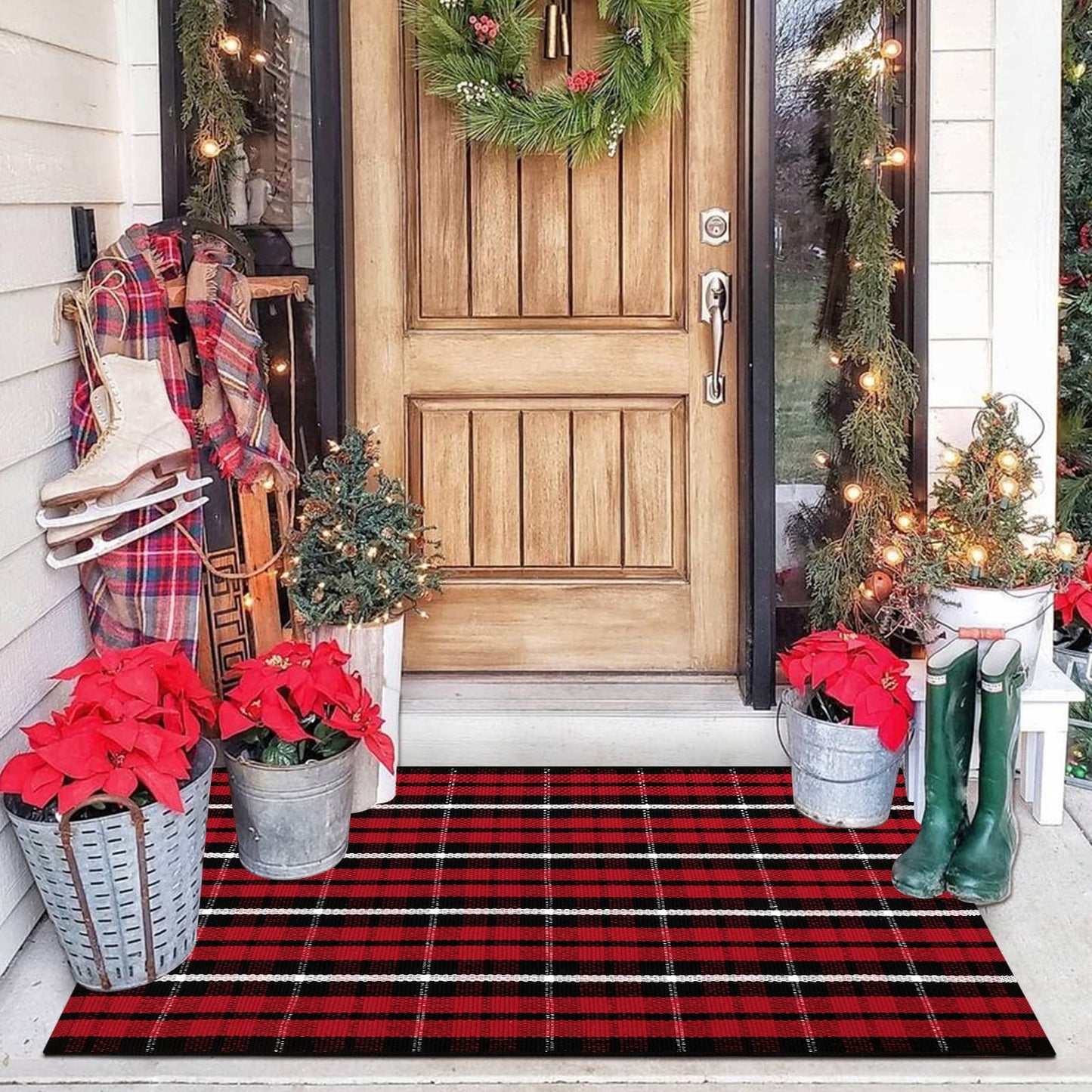 Thanksgiving Black & White Outdoor Rug for Home Decor Products