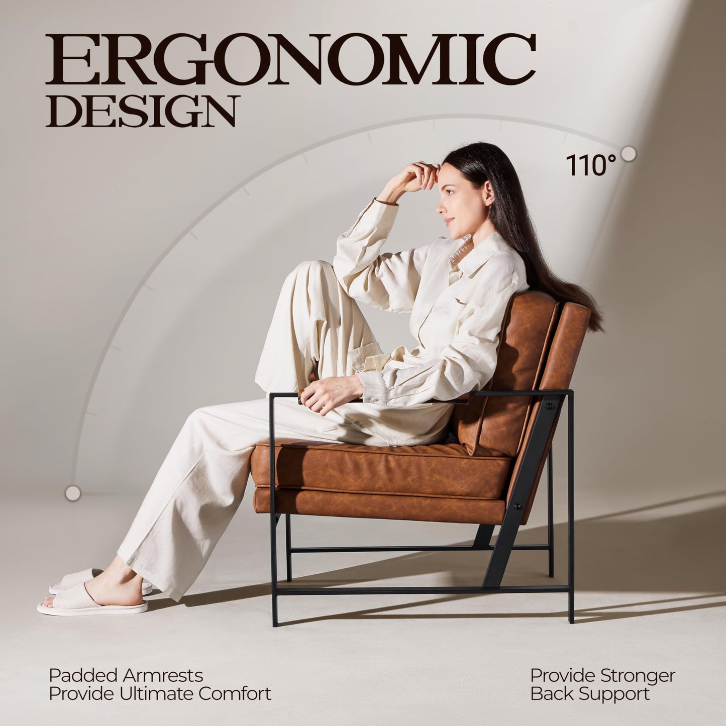 Yaheetech PU Leather Armchairs, Retro Leisure Accent Chair with Extra Soft Padded and Cushion