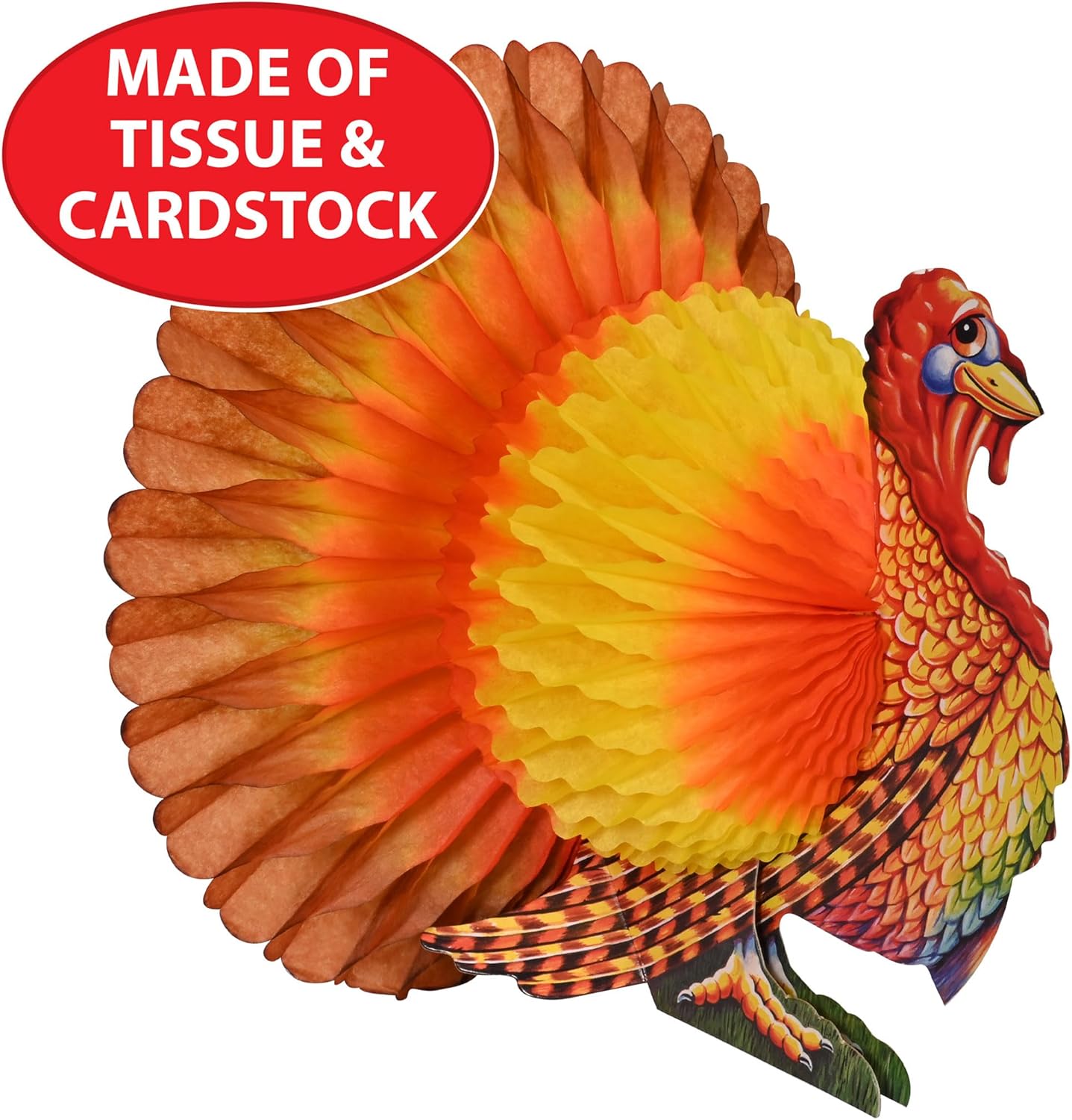 Beistle Colorful Tissue Turkey Centerpiece