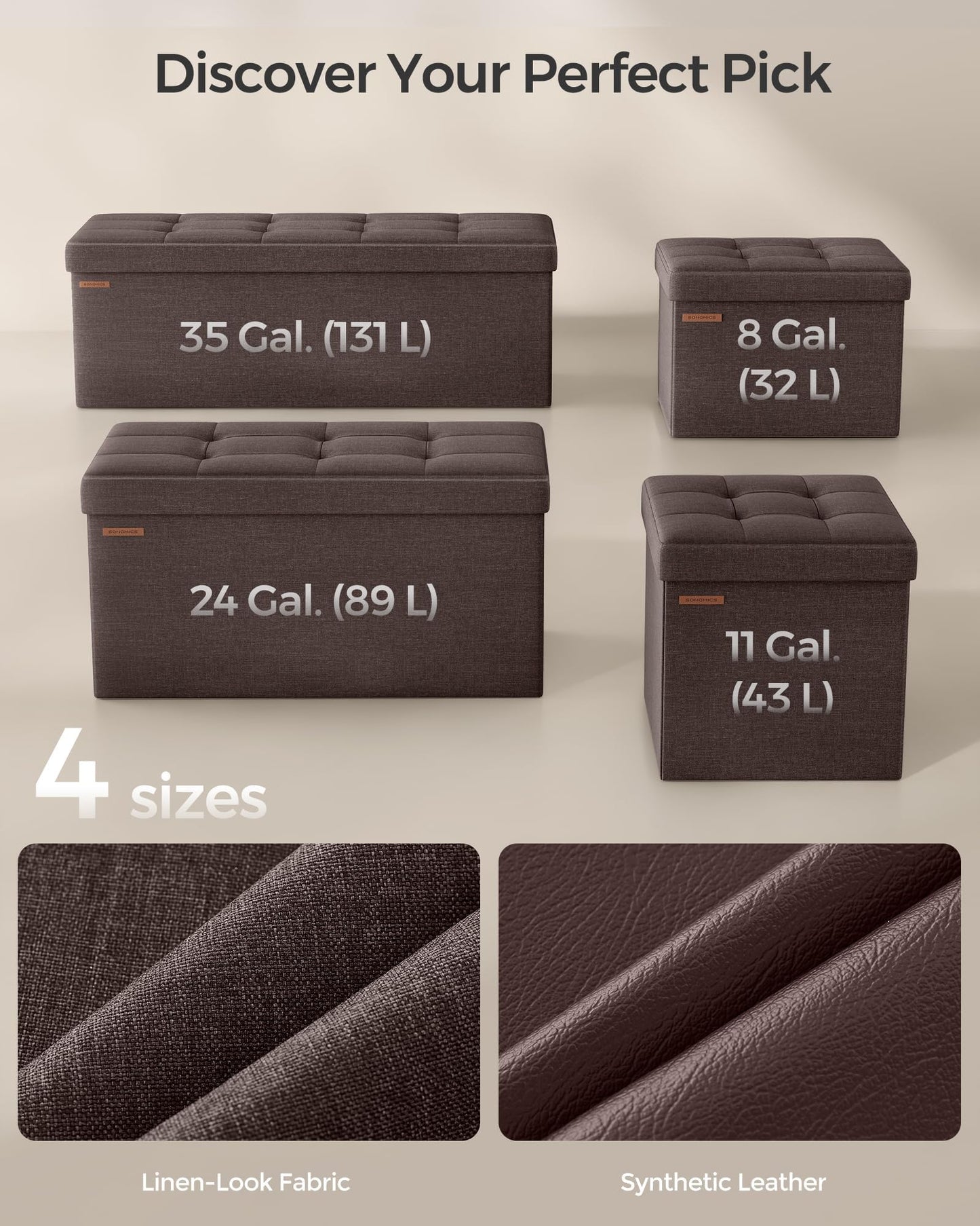 SONGMICS MAZIE Collection - 43 Inches Folding Storage Ottoman Bench, Ottoman Foot Rest, End of Bed Bench, Storage Chest, Load 660 lb, for Living Room, Bedroom, Entryway, Midnight Blue ULSF77IN