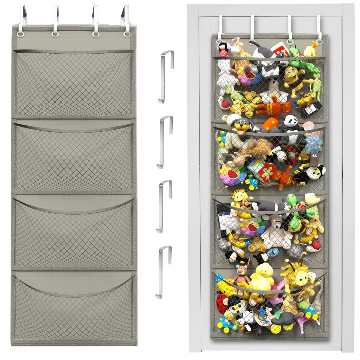 The Original Stuffed Animal Storage (Patent Pending) - Over Door Organizer for Stuffies, Baby Ideas Holder, Toy Plush/Hammock Hanging Storage Net Big Girls Toddler Large Bag Animals