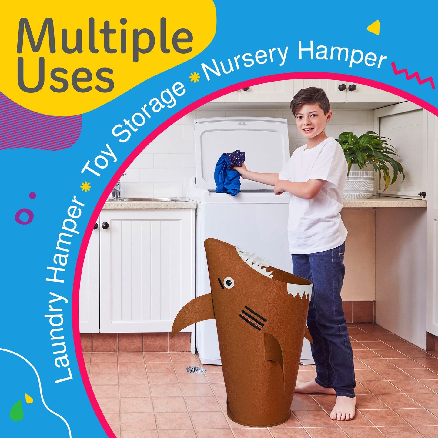 Cute Laundry Basket Kids Baby Hamper Nursery Hampers bedroom Dirty clothes hamper Toy Storage baskets Boy girls baby Shark Decor