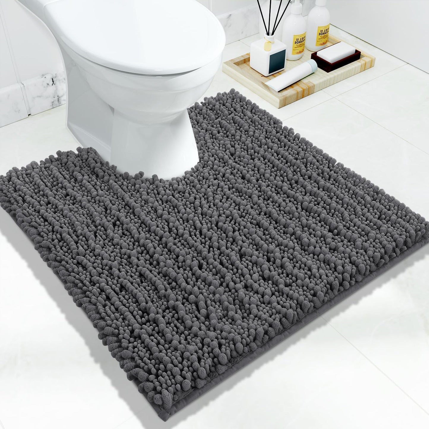 Yimobra Bathroom Rugs Non Slip Washable 32x20 Inch - Ultra Soft Absorbent Chenille Bath Mat, Quick Dry Shaggy Floor Carpet for Tub Shower