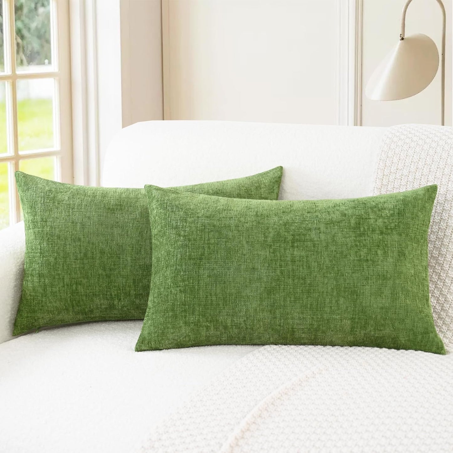 CaliTime Throw Pillow Covers Decorative 18 X 18 Inches Pack of 2 Cozy Chenille Cushion Cases for Couch Sofa Bed Living Room Home Teal
