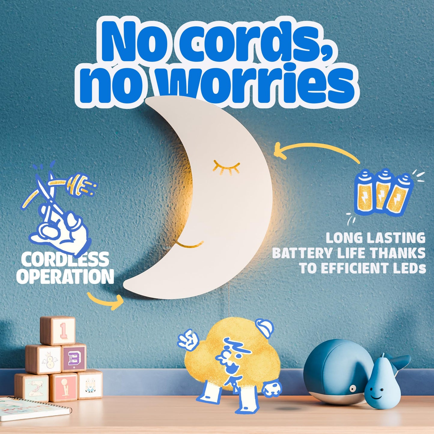 battery operated-Floating Cloud Wall Lamp for Nursery | Cute Floating Lamp for Kids Bedroom