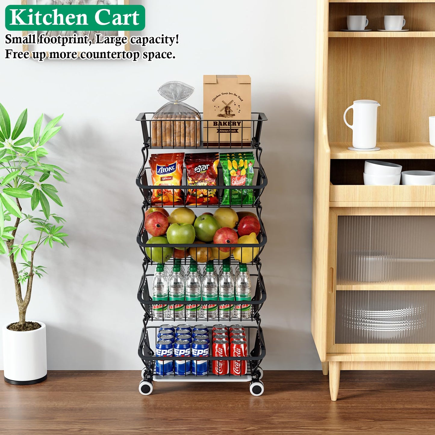 3-Tier Rolling Pantry Floor Organizer – a kitchen storage solution for your home improvement needs