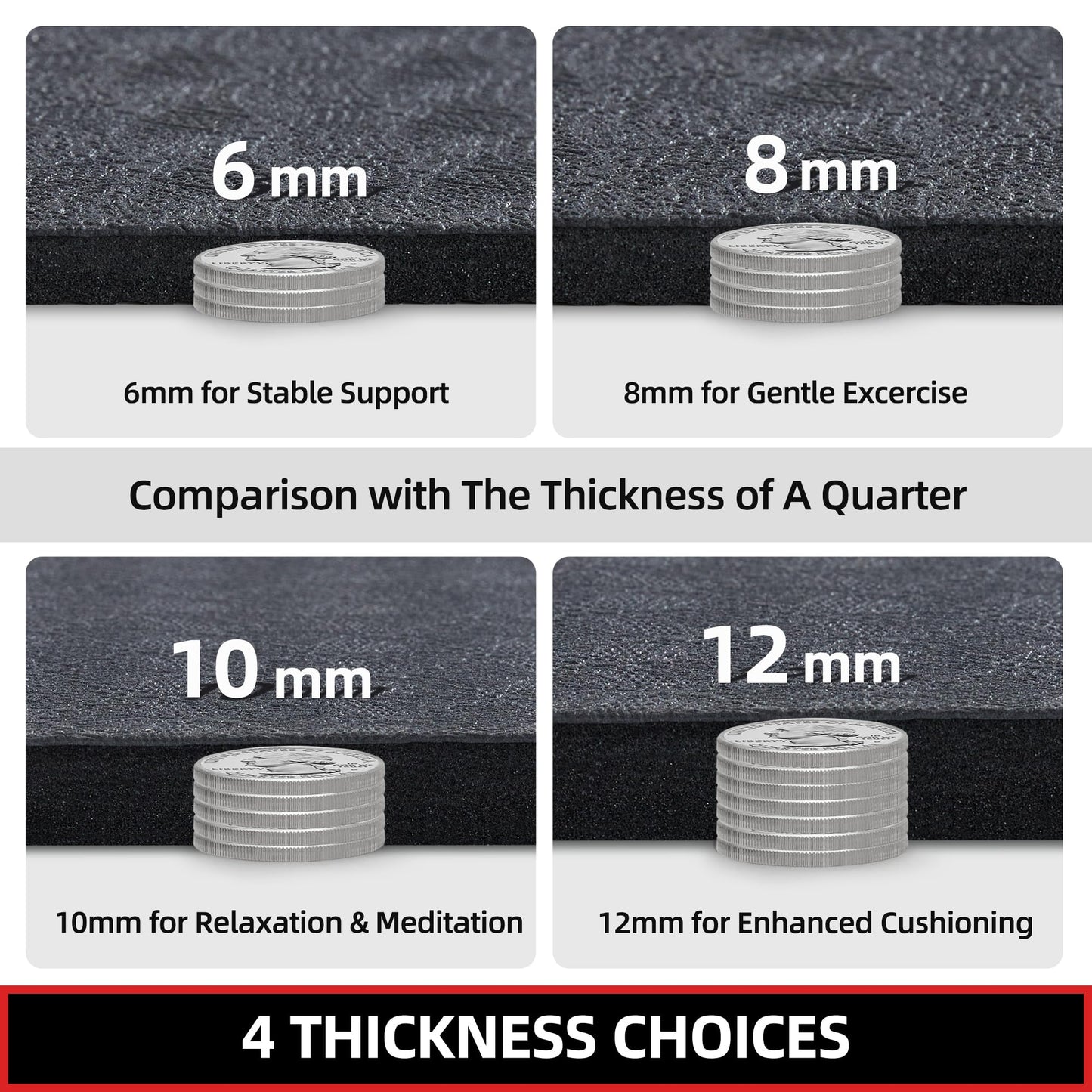 Large Yoga Mat 6'x4', Extra Thick Exercise Mat 6/8/10/12mm, Double Wide Workout Mat for Home Gym Flooring, Oversized XL Fitness Matt