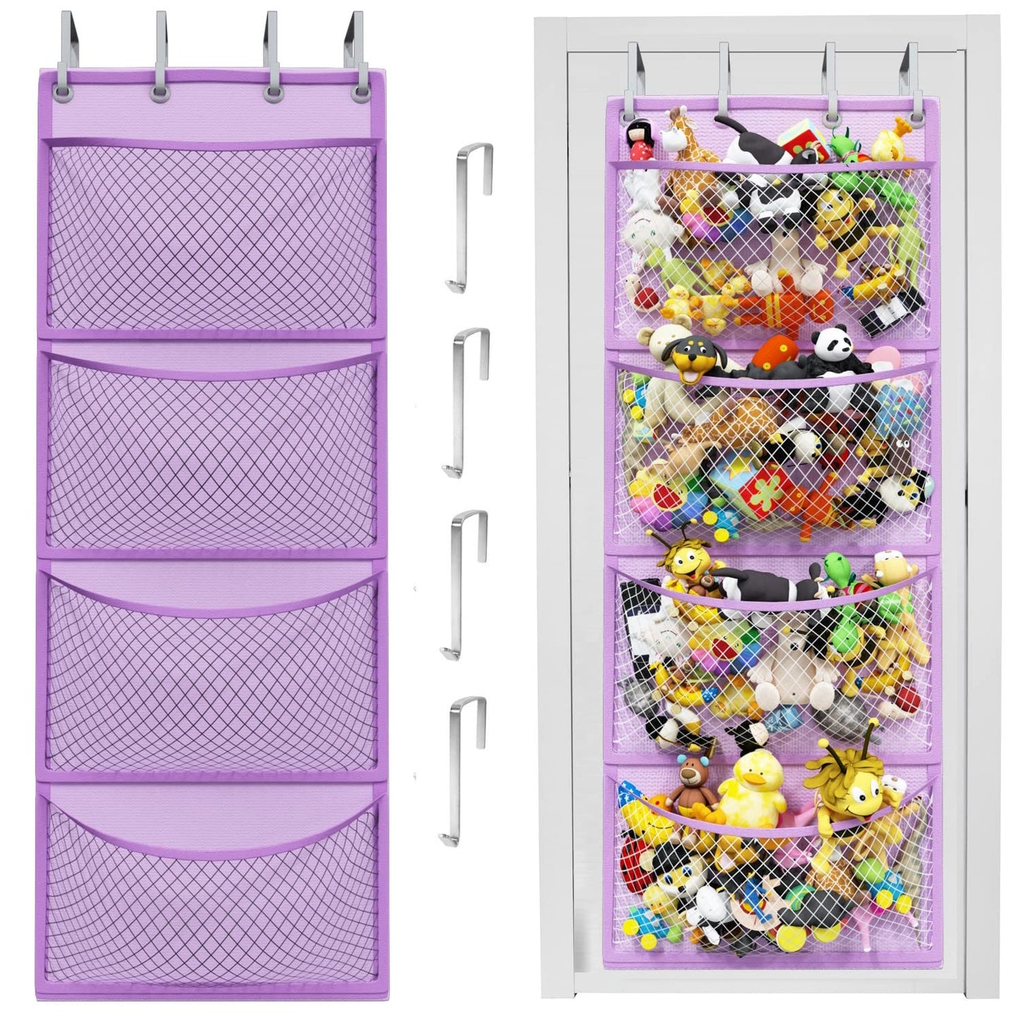 The Original Stuffed Animal Storage (Patent Pending) - Over Door Organizer for Stuffies, Baby Ideas Holder, Toy Plush/Hammock Hanging Storage Net Big Girls Toddler Large Bag Animals