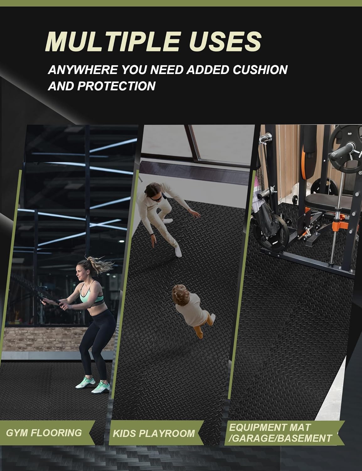 innhom 12/24/48 Tiles Gym Flooring Gym Mats Exercise Mat for Floor Workout Mat Foam Floor Tiles for Home Gym Equipment Garage