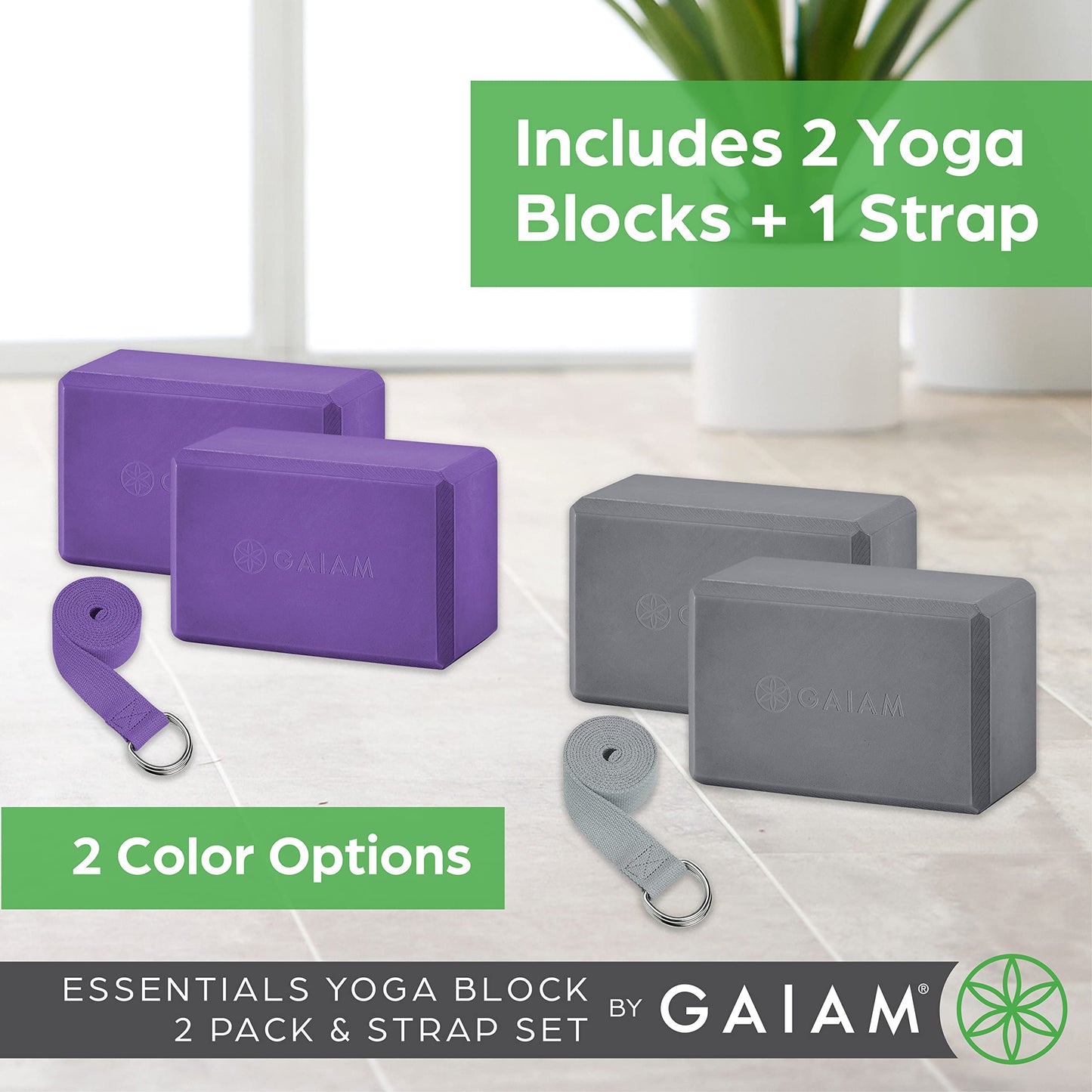 Gaiam Yoga Block - Supportive Latex-Free Eva Foam - Soft Non-Slip Surface with Beveled Edges for Yoga, Pilates, Meditation