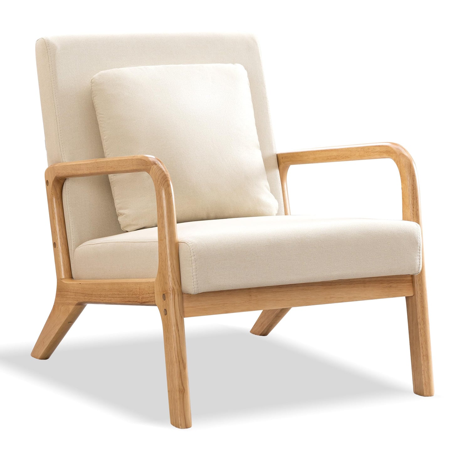 ELUCHANG Mid-Century Modern Accent Chair With Lumbar Pillow, Upholstered Armchair