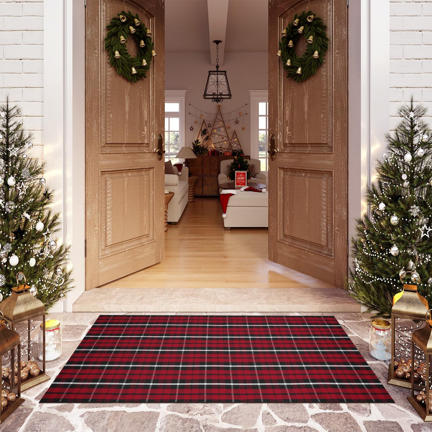 Thanksgiving Black & White Outdoor Rug for Home Decor Products