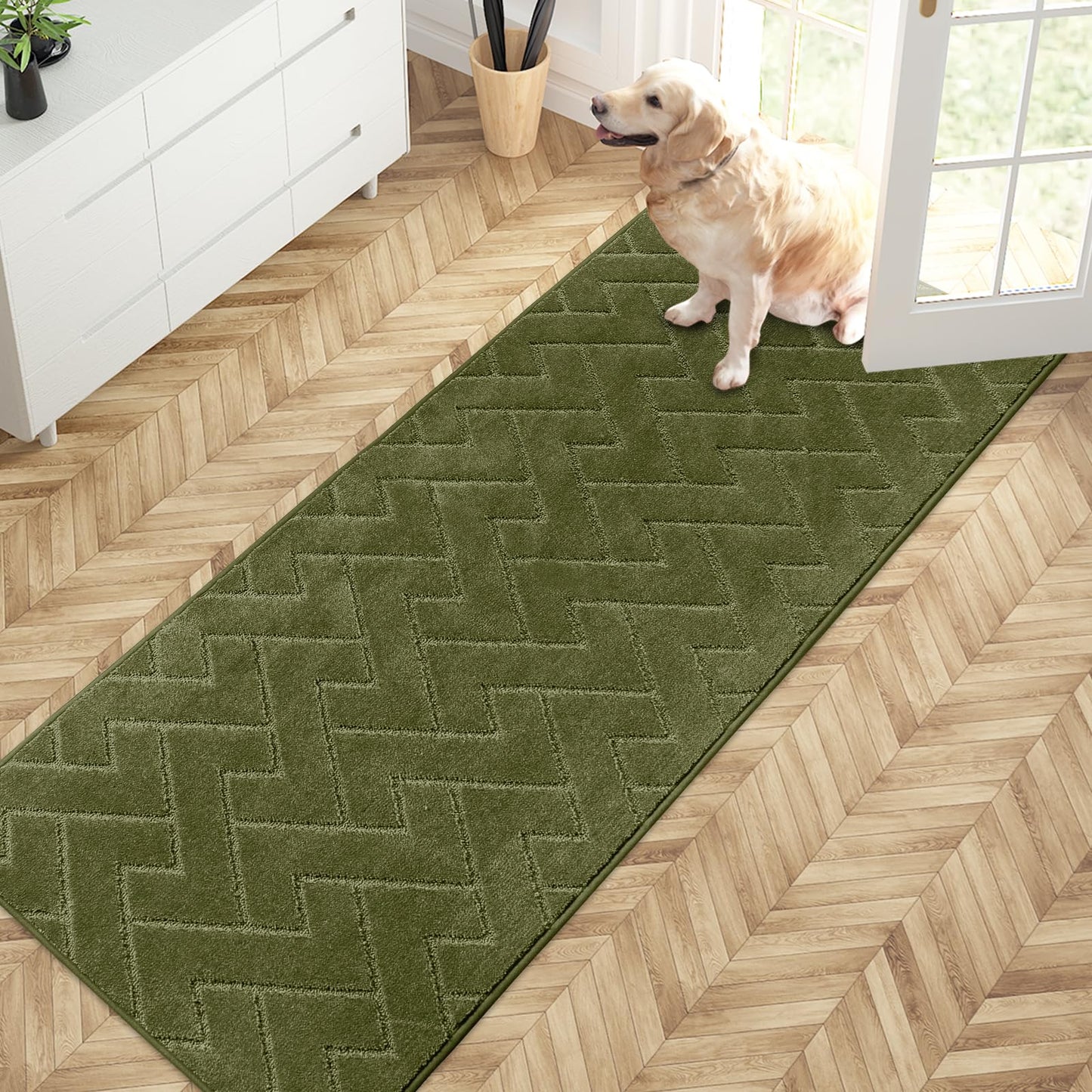 PURRUGS Dirt Trapper Door Mat, Non-Slip Machine Washable Entry Rug, Shoe Scraper, Dog Doormat